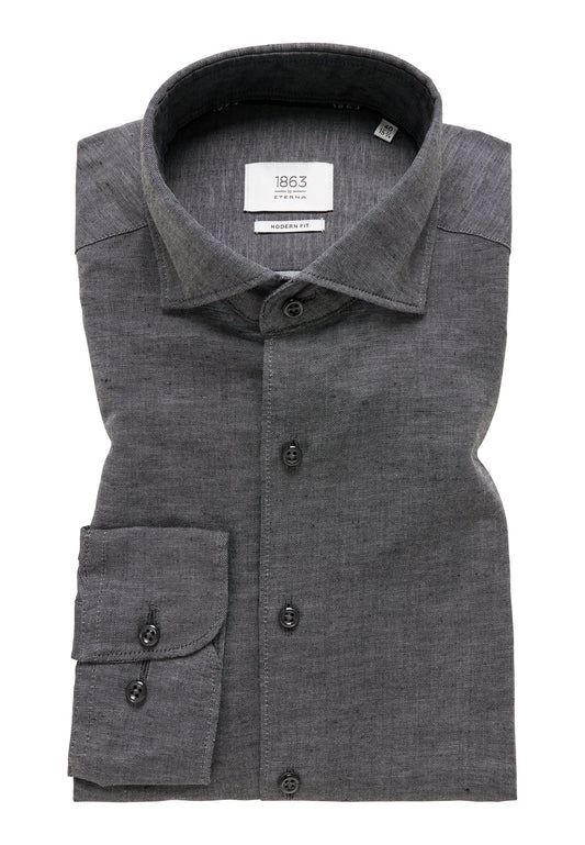 ETERNA unifarbenes Soft Tailoring Shirt MODERN FIT (Schwarz)