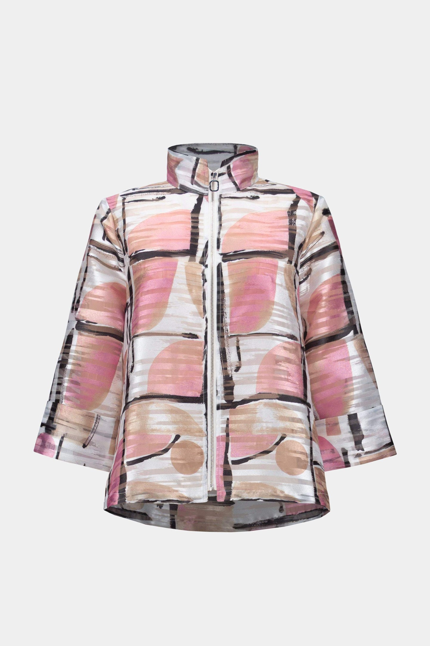 Boxy-Jacke aus Jacquard-Organza mit abstraktem Muster (Vanille/multi)