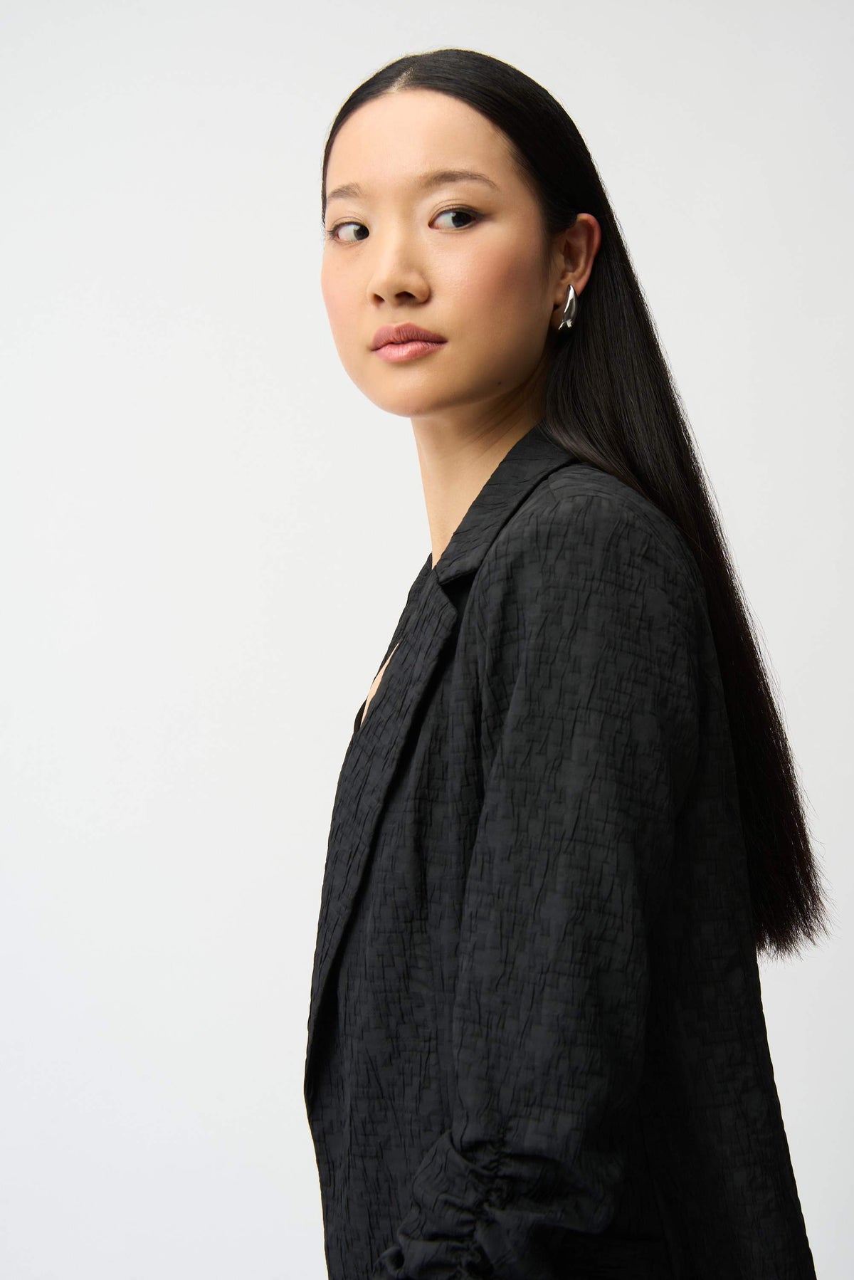 Boxy Blazer aus Jacquard (Schwarz)