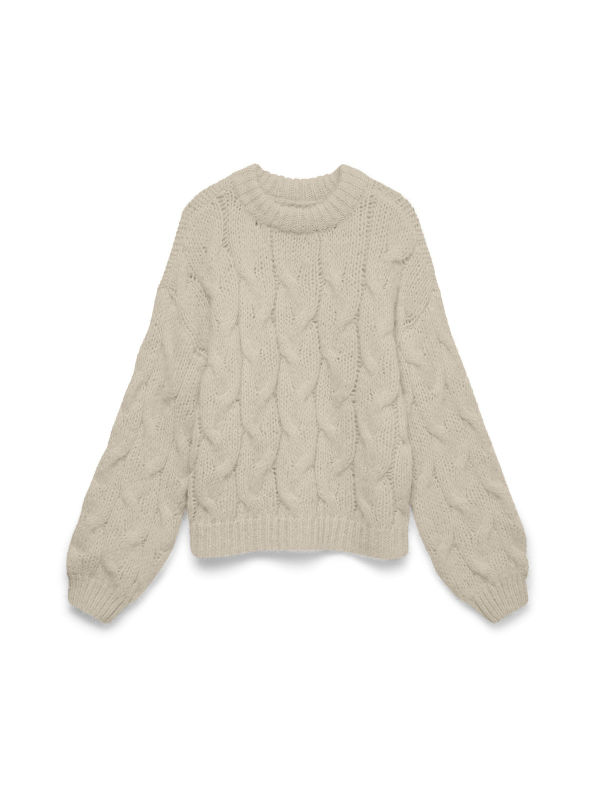 Vmmaybe Ls High Neck Cable Pullover Noos (Oatmeal)