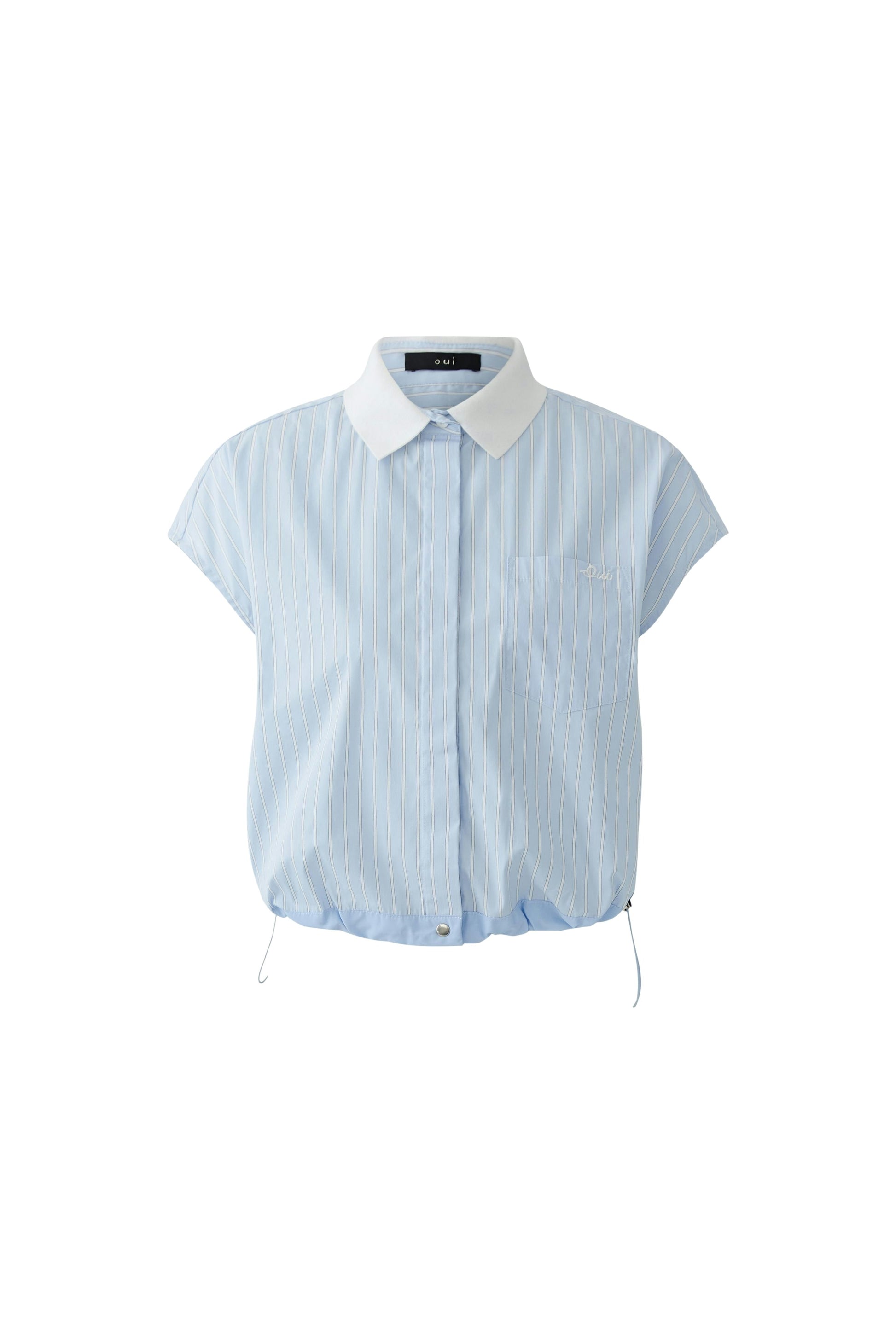 Patch Bluse (Lt Blue White)