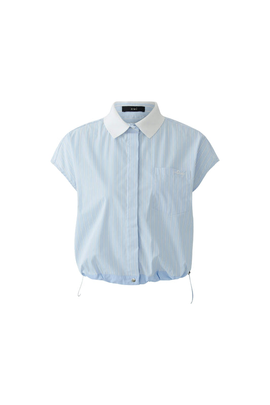 Patch Bluse (Lt Blue White)