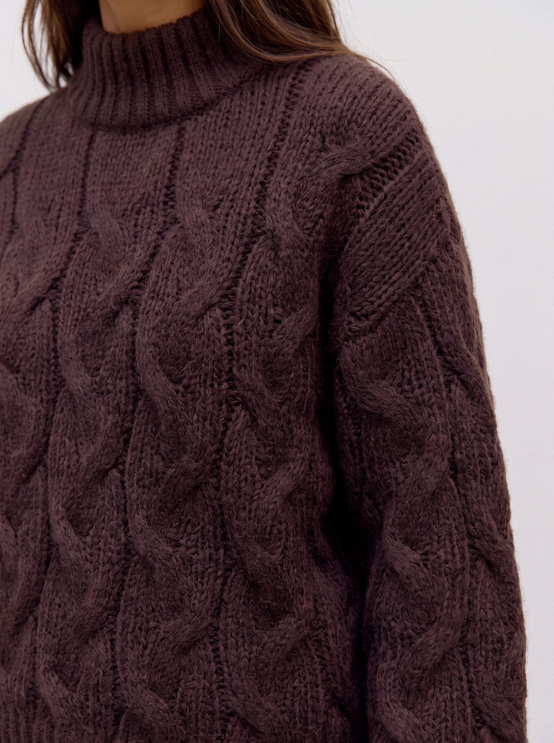 Vmmaybe Ls High Neck Cable Pullover Noos (Chocolate Tor)