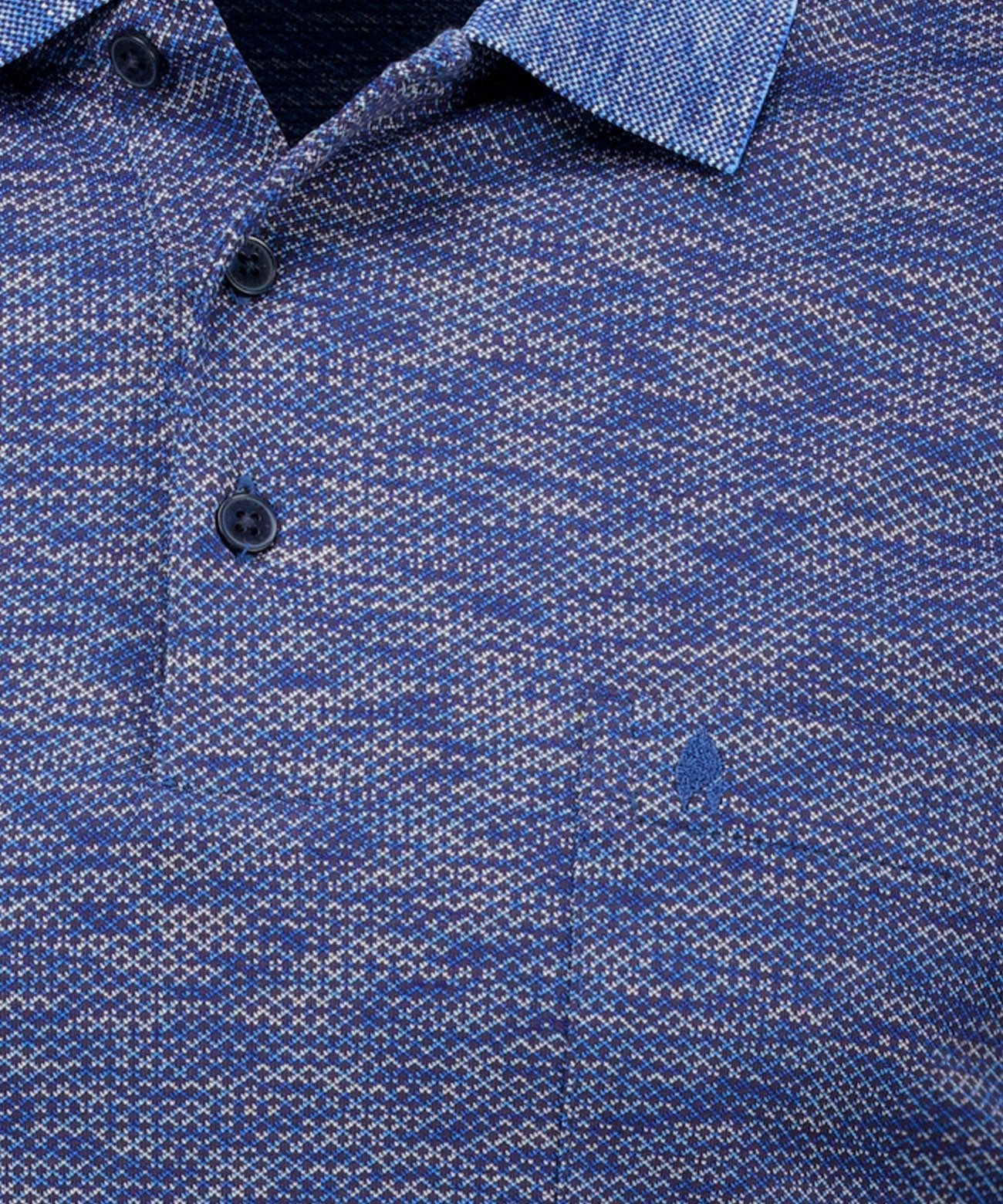 Softknit-Polo space dyed, Langarm (Blau Mel)