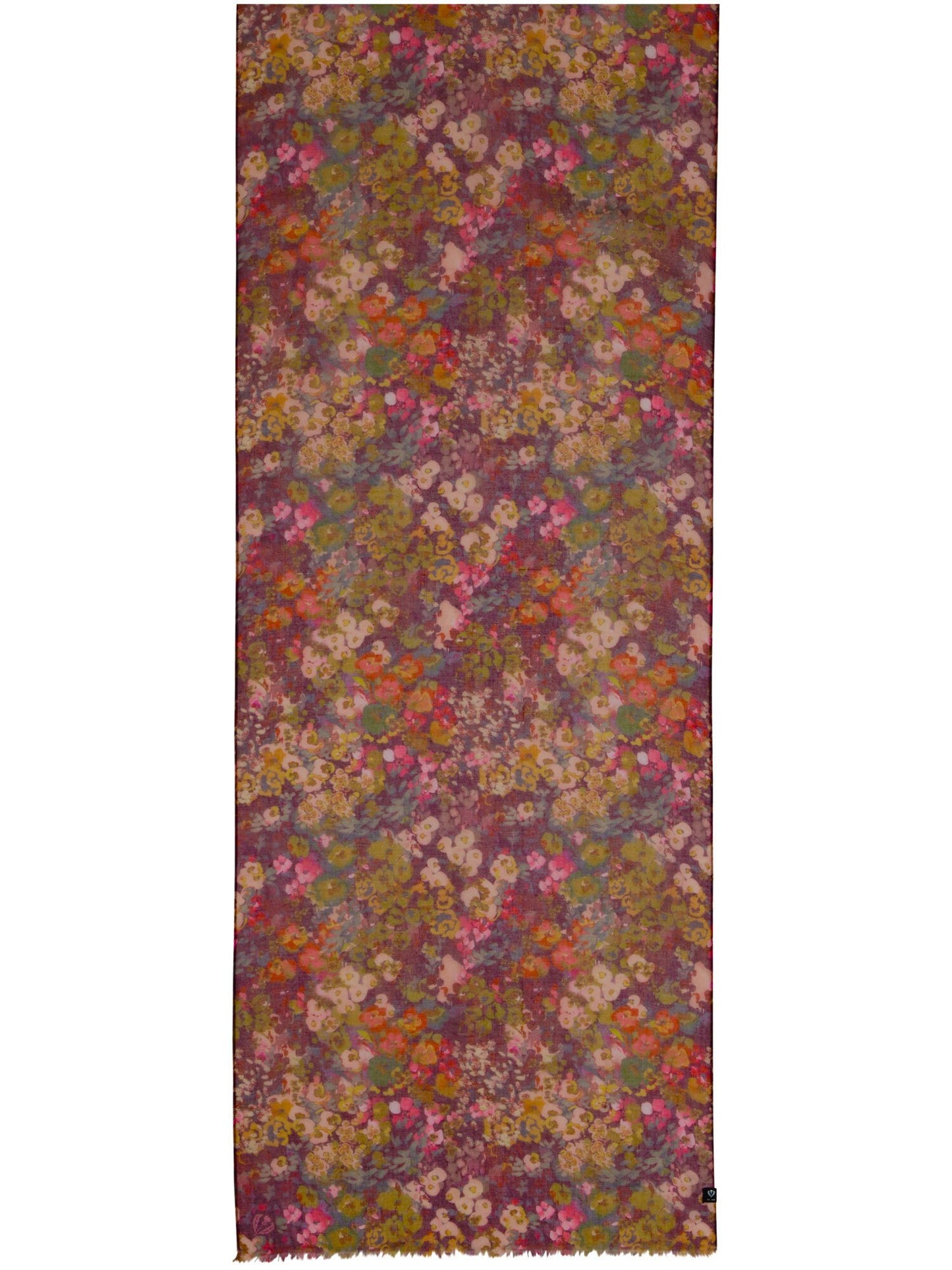 recyceltes Polyester Schal Sustainability Edition - Schal mit Millefleur Aquarell-Design (Barolo)