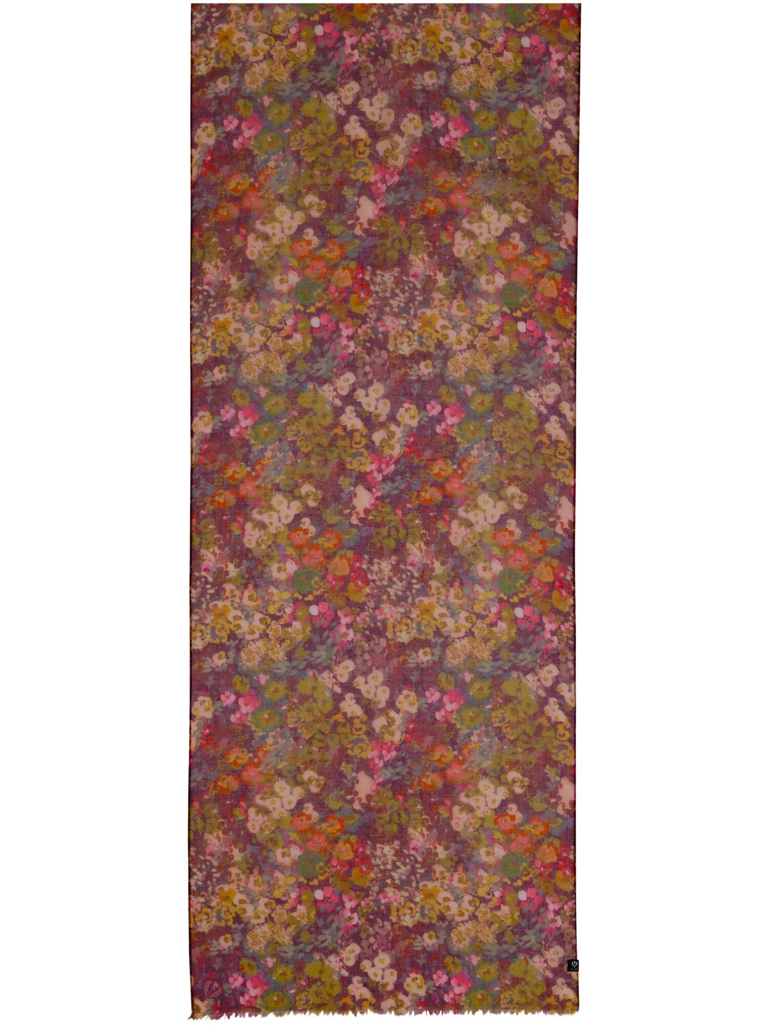 recyceltes Polyester Schal Sustainability Edition - Schal mit Millefleur Aquarell-Design (Barolo)