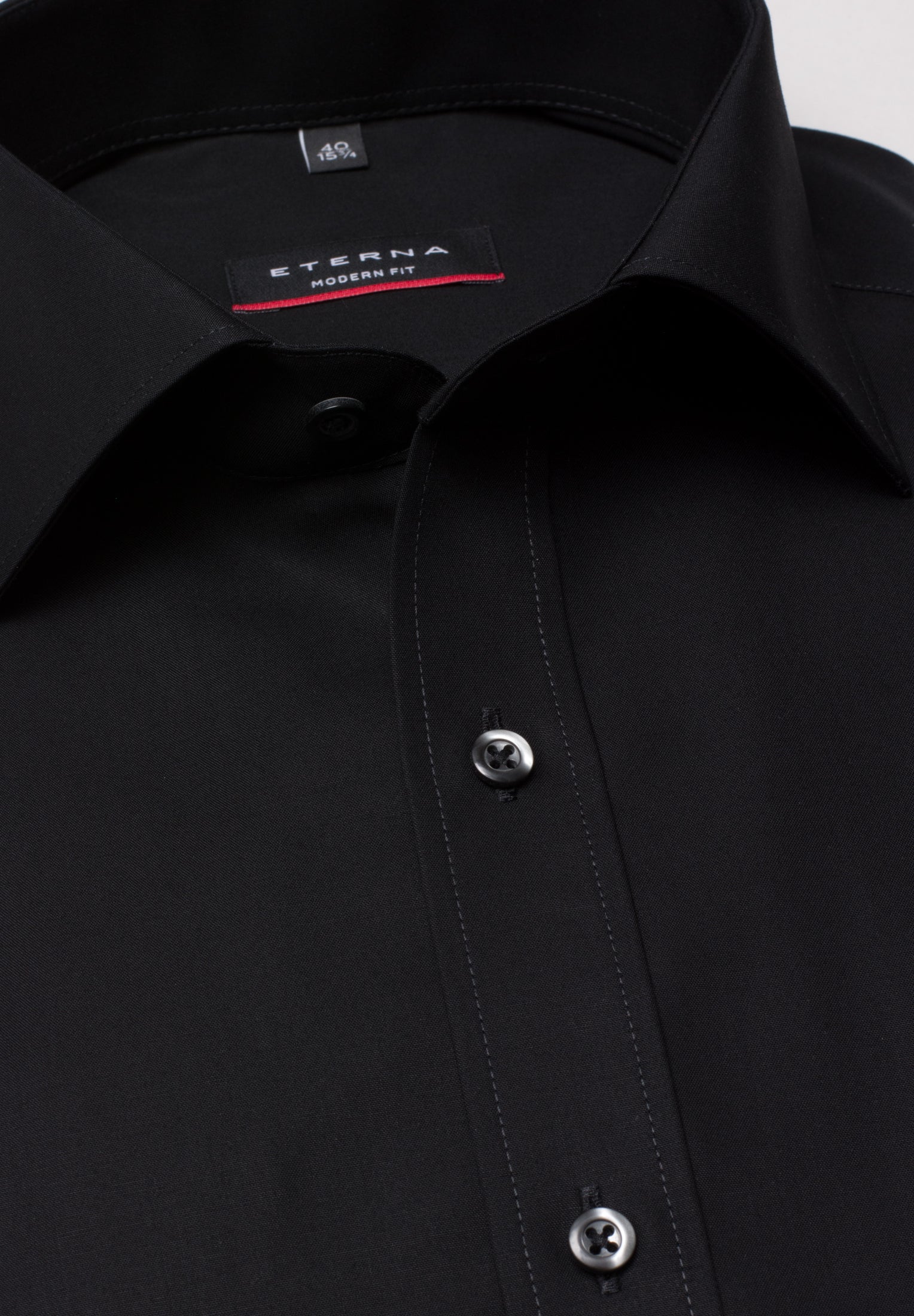 Eterna Kurzarm Hemd Modern Fit Popeline (Schwarz)
