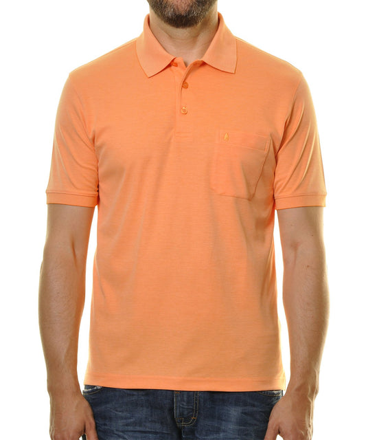 Softknit-Polo mit Brusttasche, kurzarm (Orange)