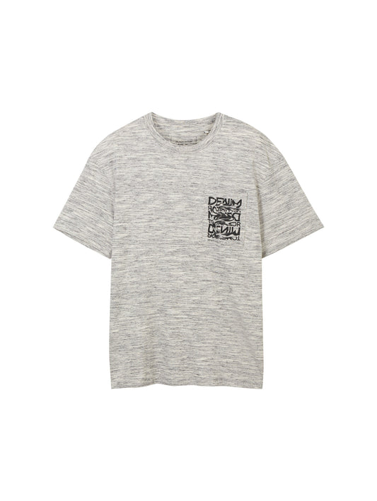 relaxed melange  t-shirt (Creme Black Sp)