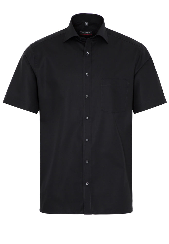 Eterna Kurzarm Hemd Modern Fit Popeline (Schwarz)