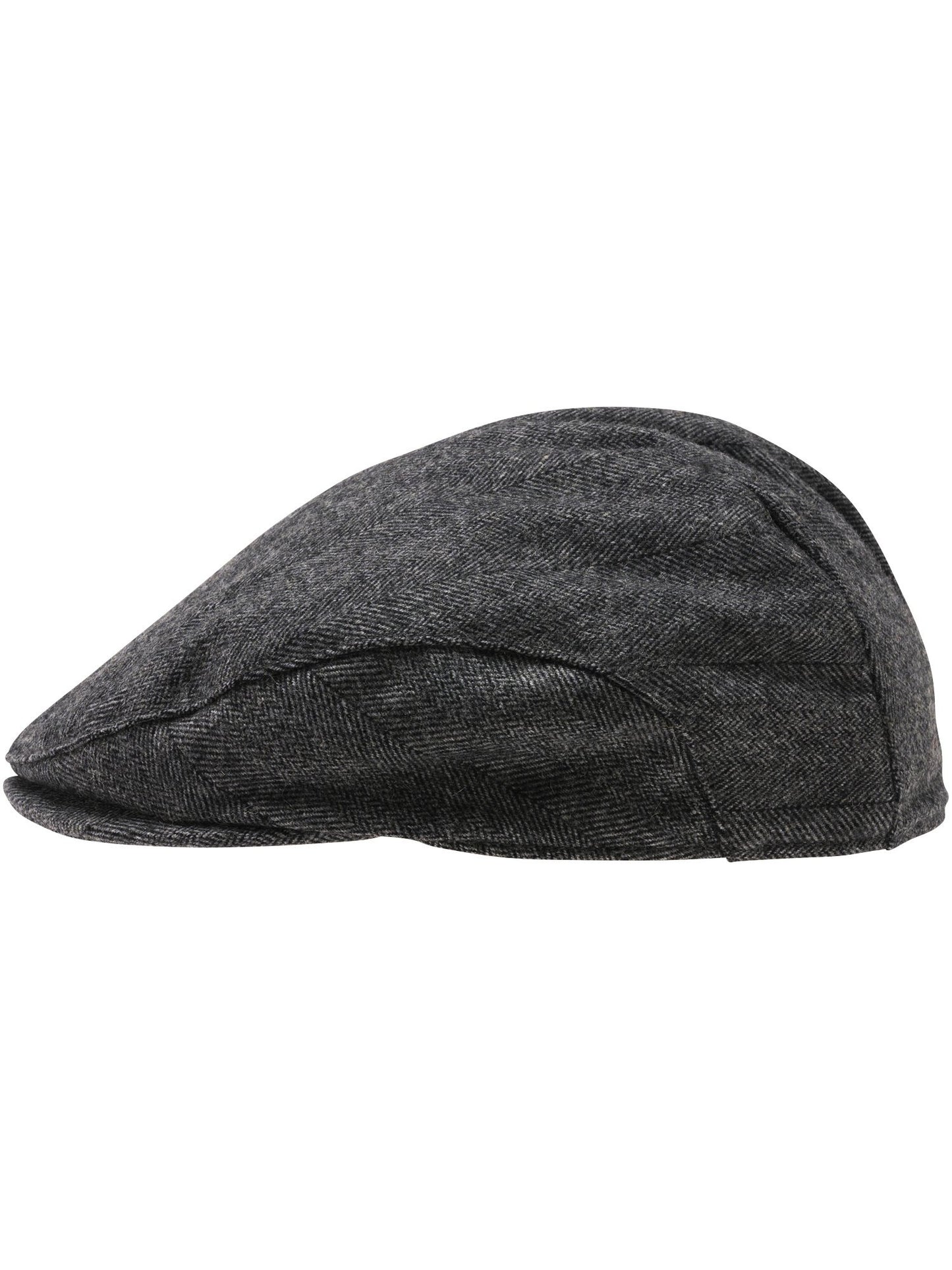 Polyester Kopfbedeckung bugatti Flatcap mit Fischgrät-Design mit Wollanteil (Charcoal)