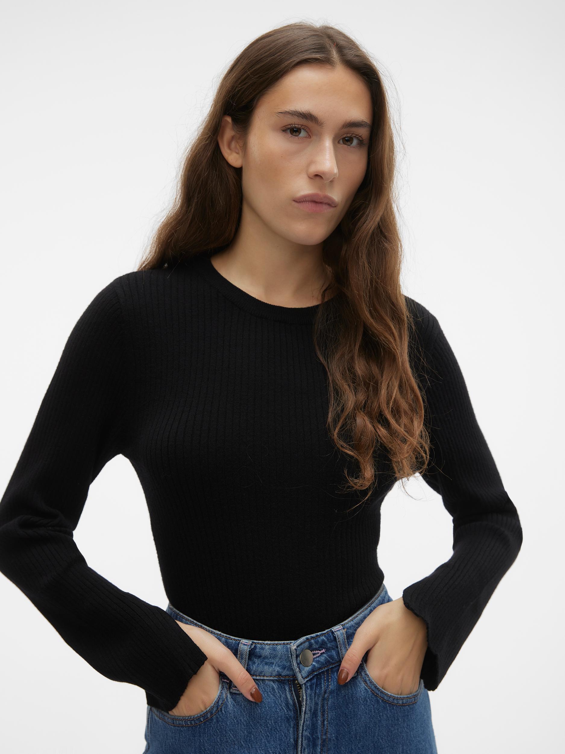Vmgold Rib Ls O-neck Pullover (Birch/w. B)