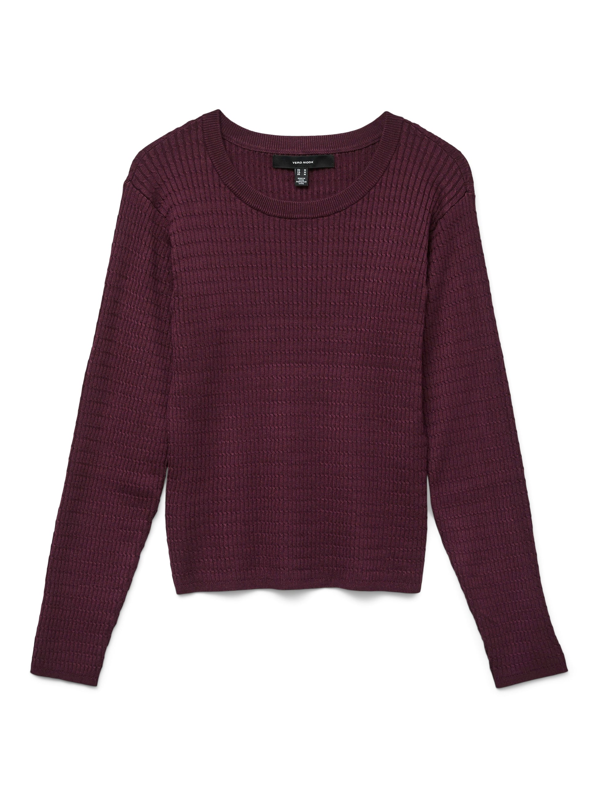 Vmsilje Ls O-neck Cable Pullover (Winetasting)