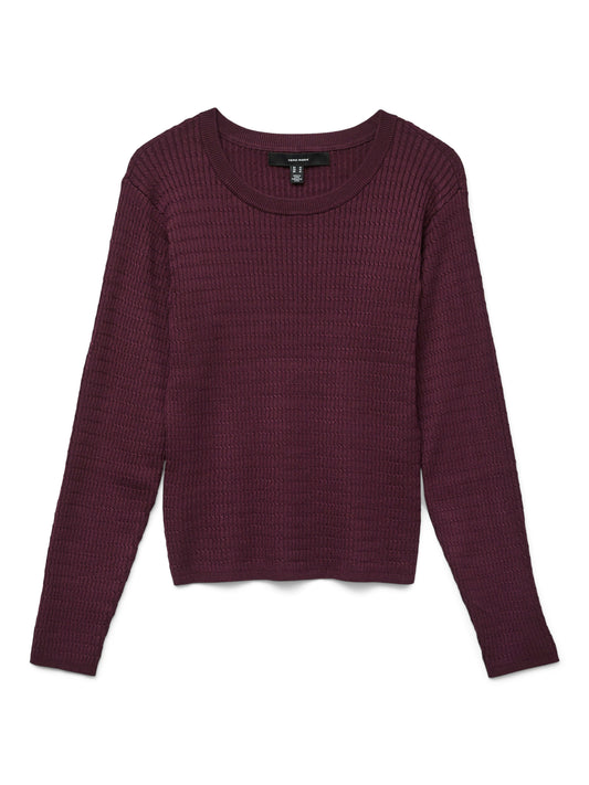Vmsilje Ls O-neck Cable Pullover (Winetasting)
