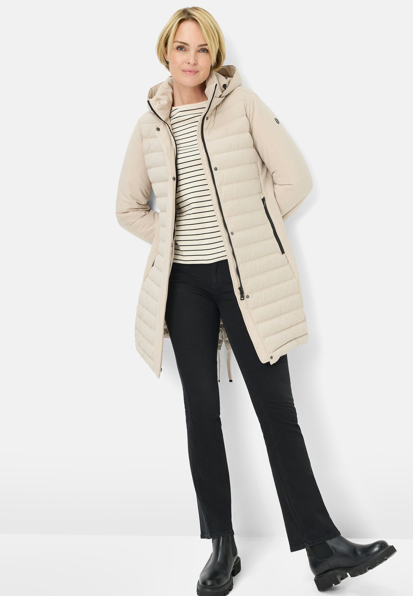Steppkurzmantel (Beige/kitt)