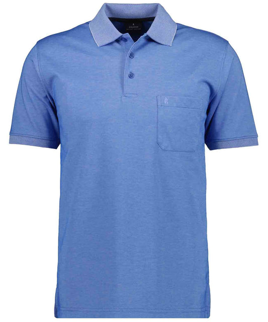 Softknit-Polo mit Brusttasche, kurzarm (Blau)