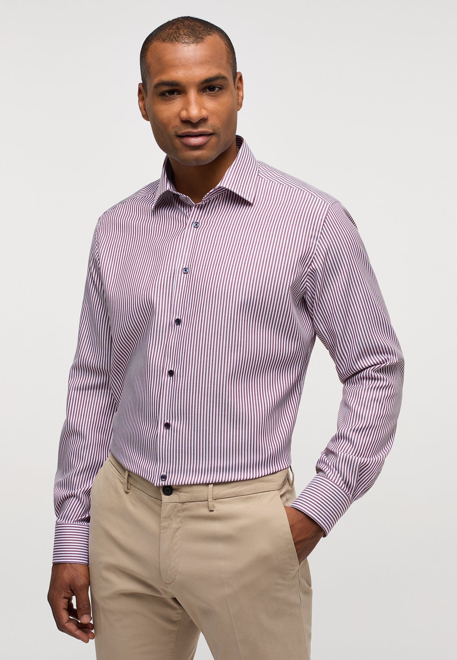 Hemd Twill Langarm (Dunkelrot)