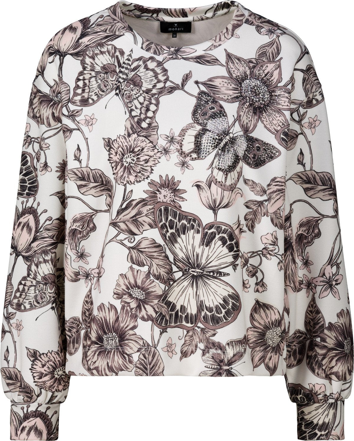 Sweatshirt mit Blumenmuster (Taupe Gemustert)
