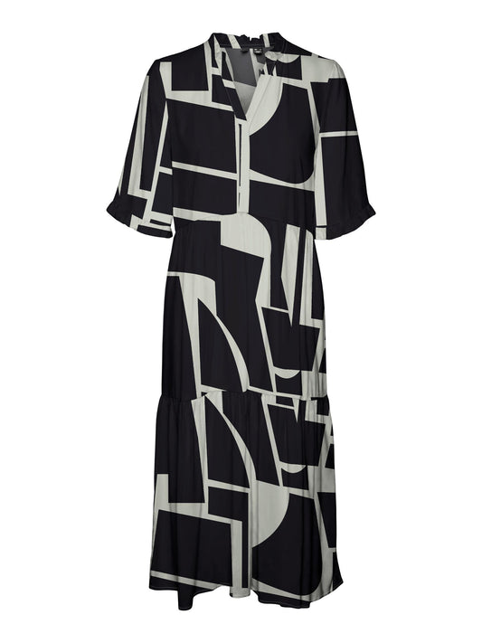Vmeasy Joy 2/4 Frl Calf Dress Wvn Ga (Black/liza)