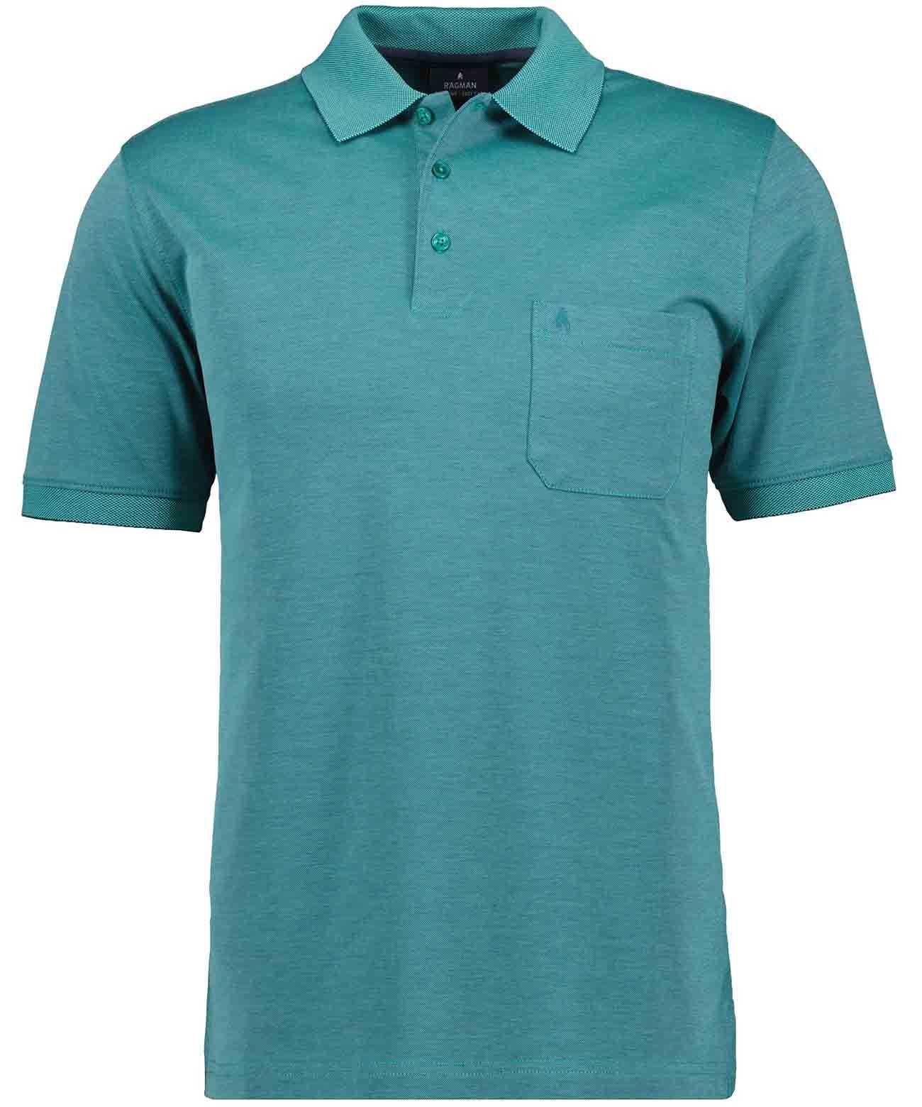 Softknit-Polo mit Brusttasche, kurzarm (Smaragd)
