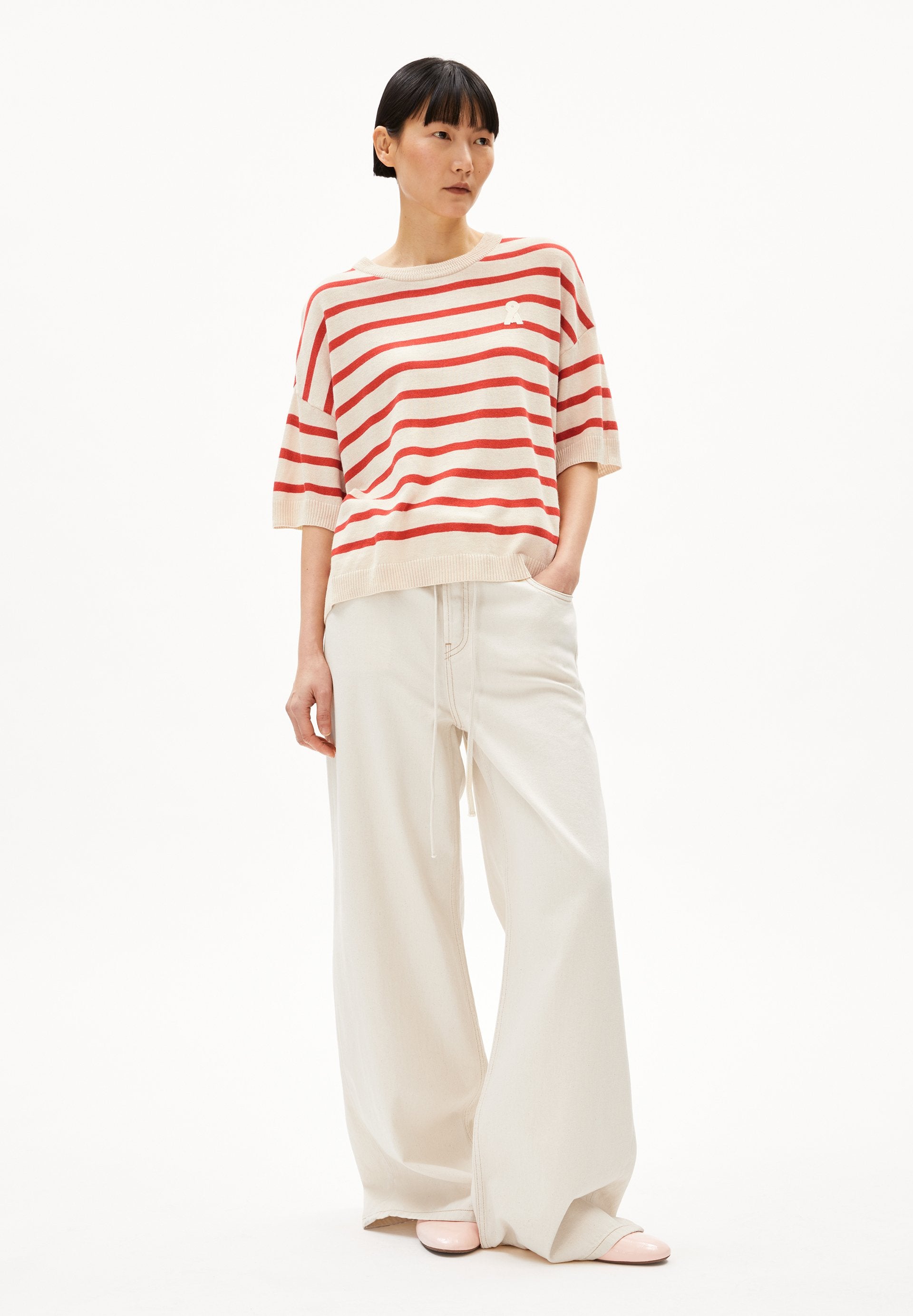 Lizaa Lino Stripes (Raw White-coral)