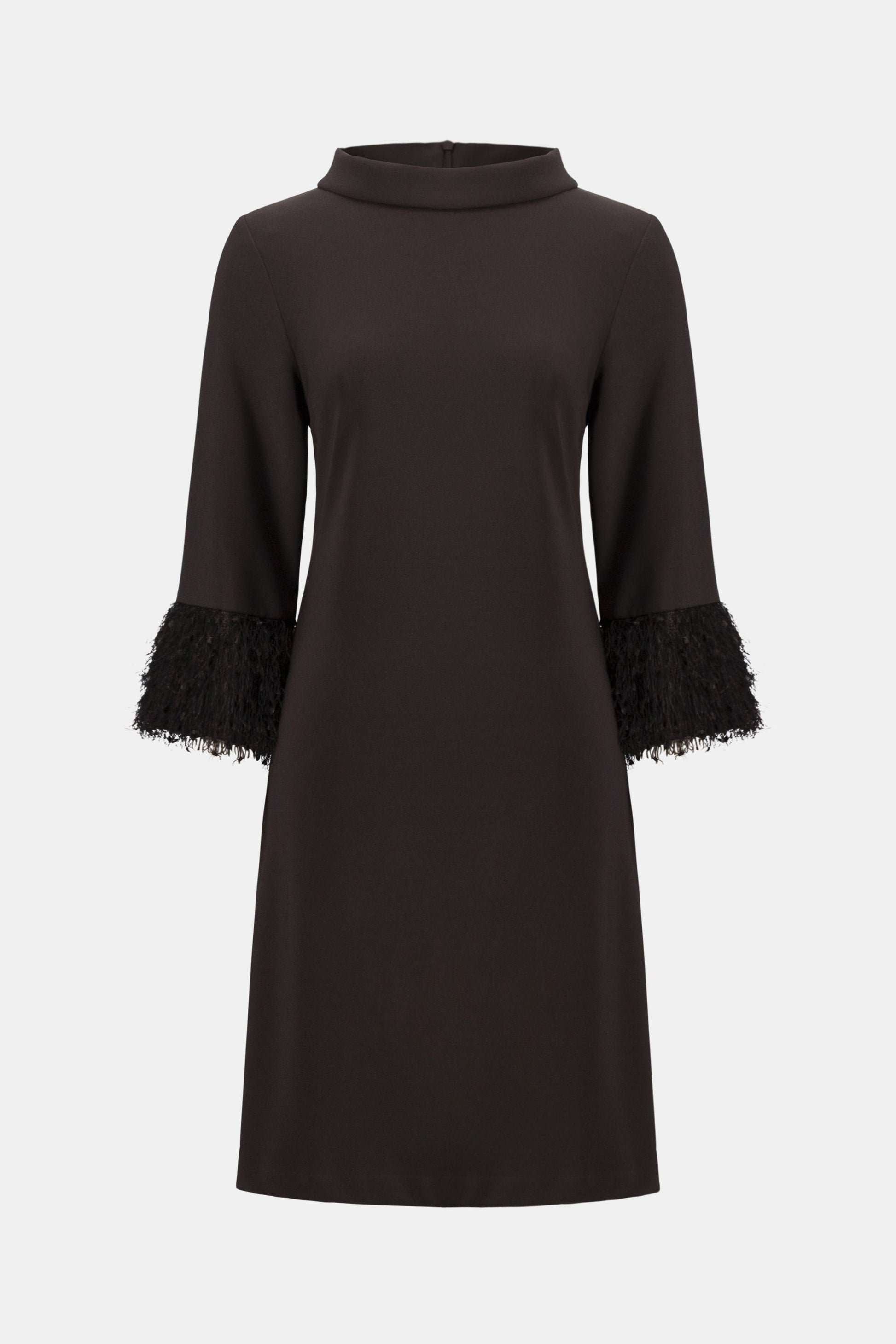 Kleid in A-Linie aus feinem Jersey und neuartigem Stoff (Mokka)
