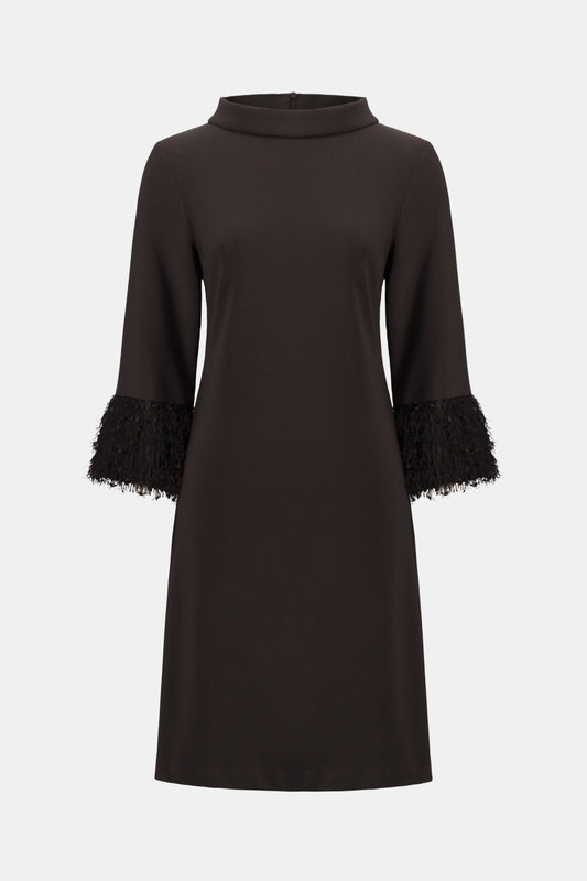 Kleid in A-Linie aus feinem Jersey und neuartigem Stoff (Mokka)
