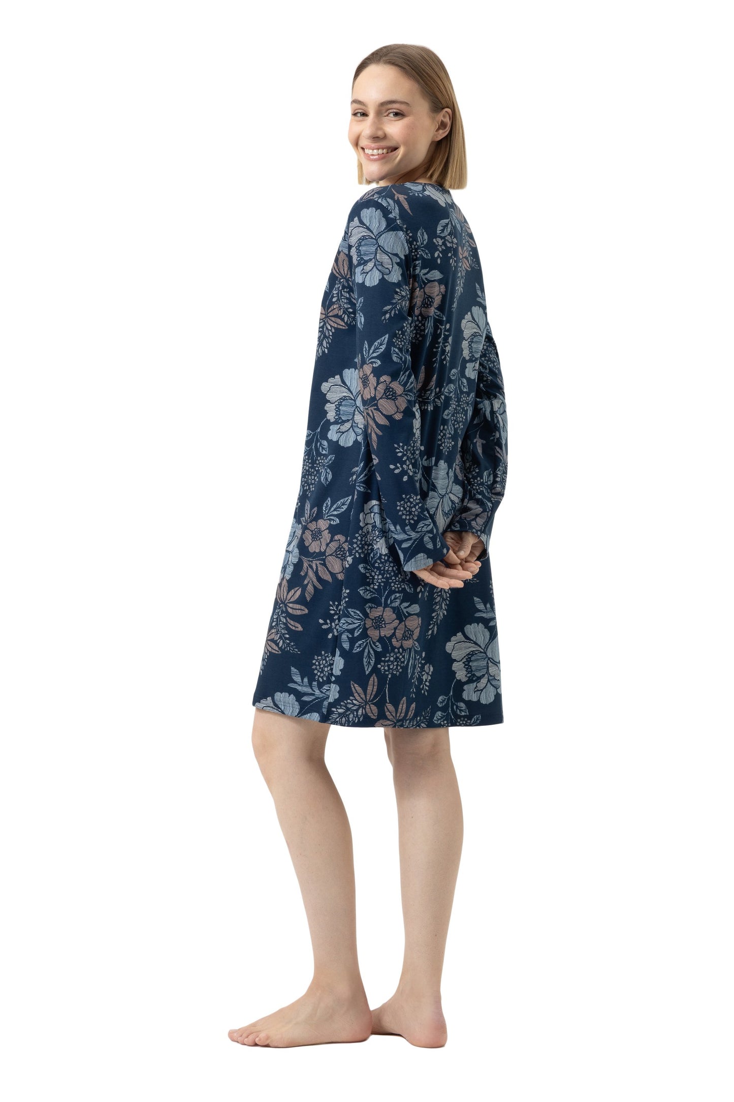 Nachthemd langarm (Deep Marine)