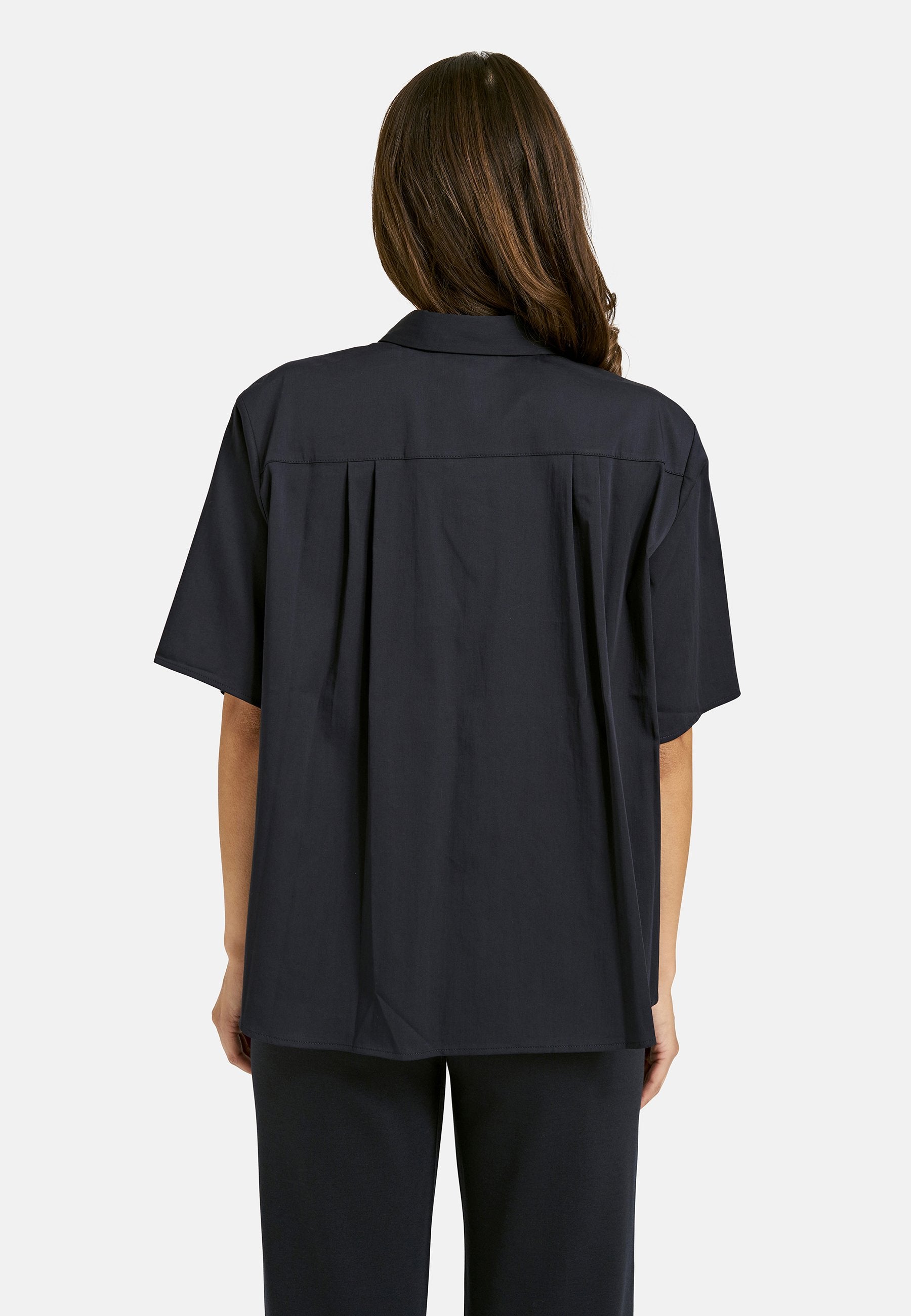 Boxy Shirt Collar Blouse (Marine)