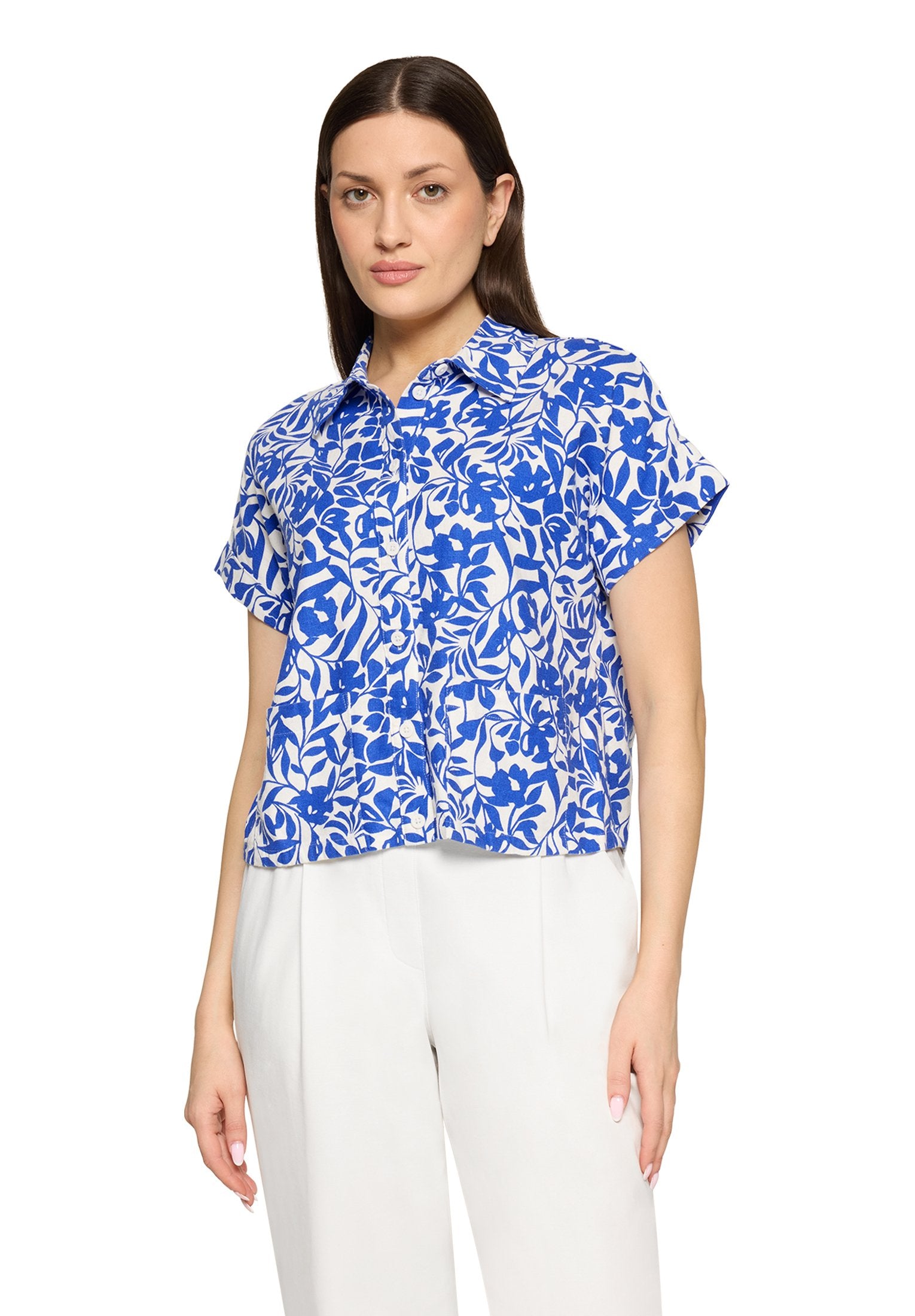 Leinenbluse (Cream/blue)