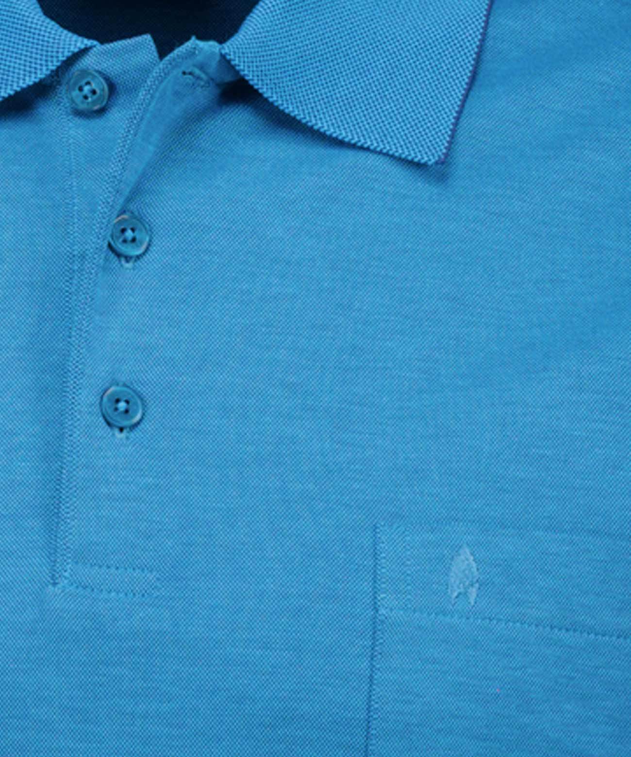 Softknit-Polo mit Brusttasche, kurzarm (Aqua)