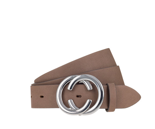 30 mm Ledergürtel (Grau Taupe)