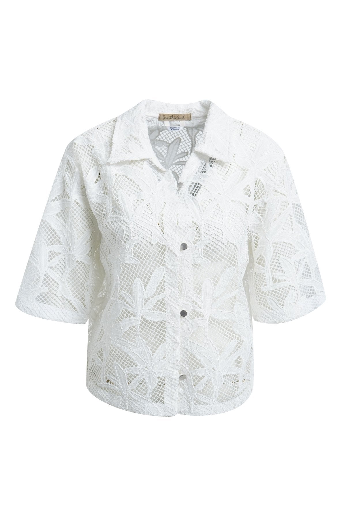 Cropped Embroidered Lace Jacket (White Print)
