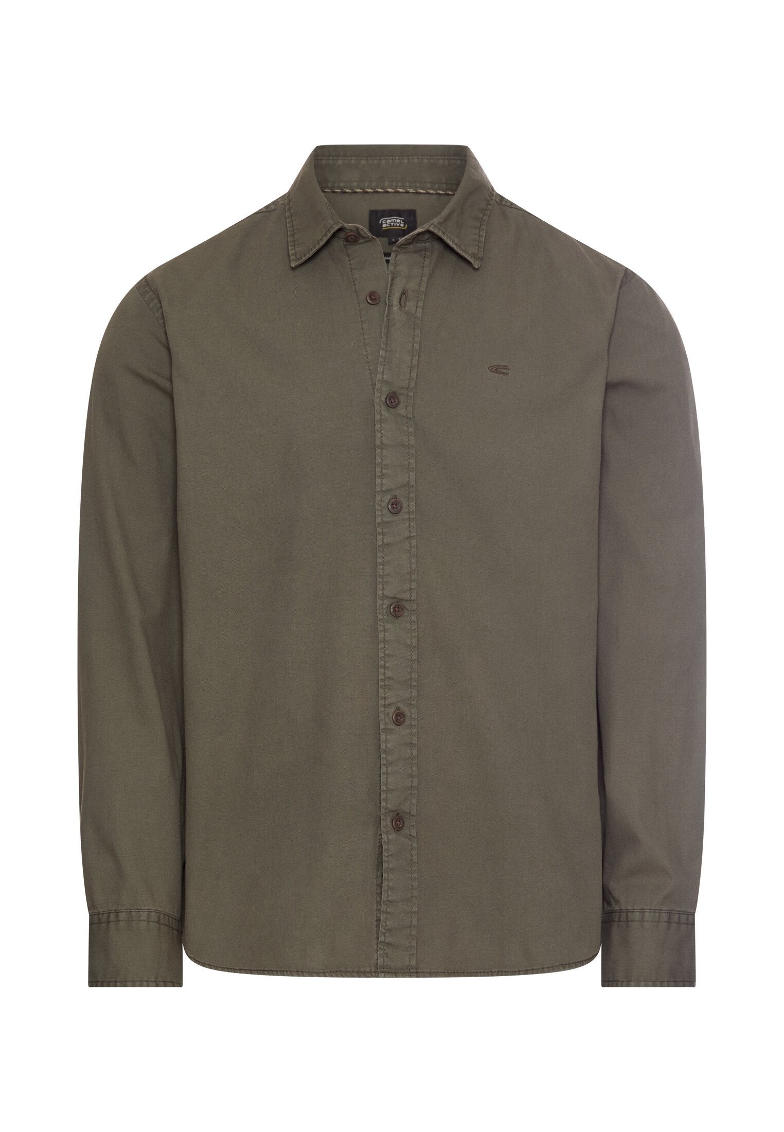 Baumwollhemd mit Kent-Kragen (Olive Brown)