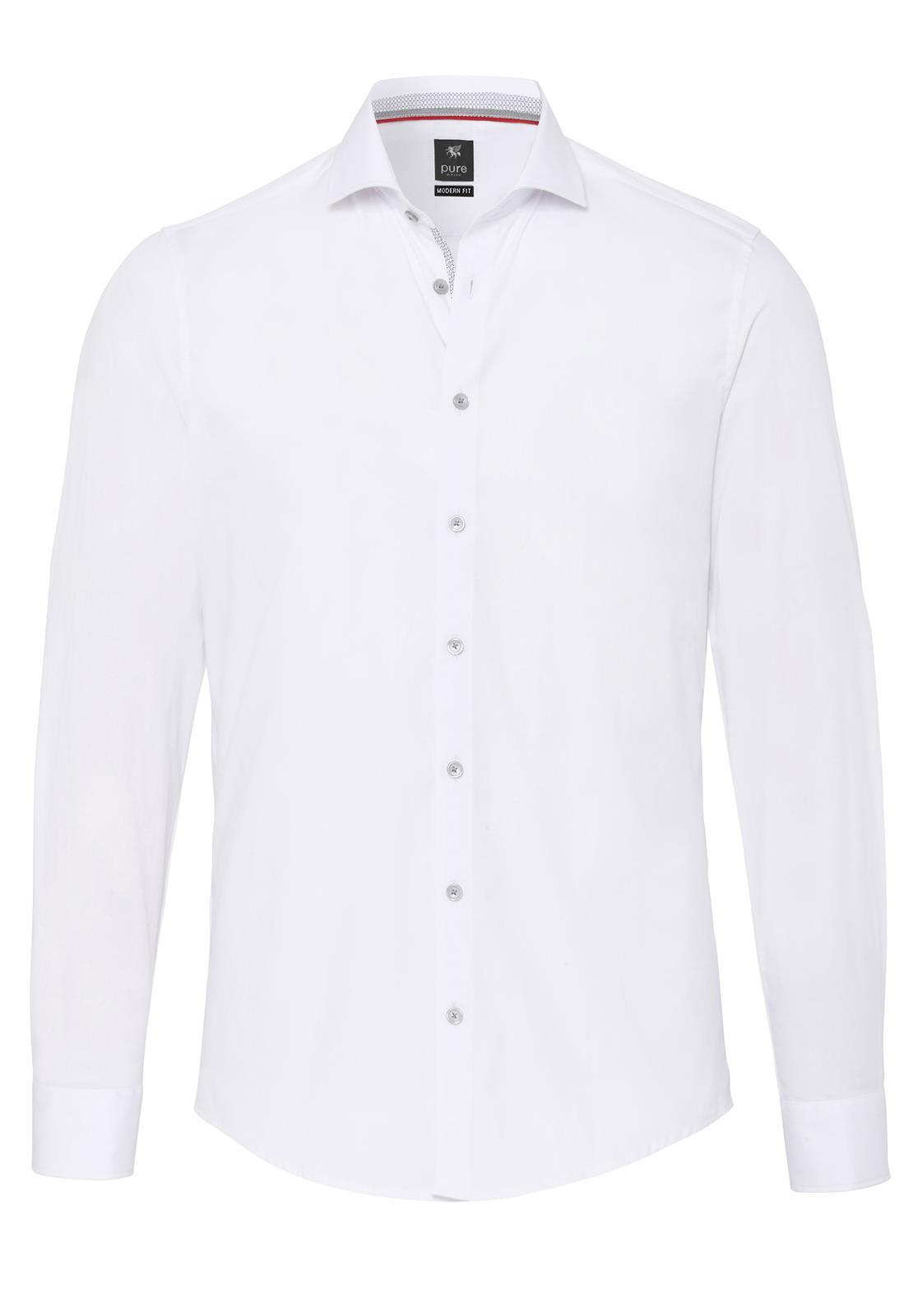 PURE- City Hemd modern fit Langarm (Uni Weiß)