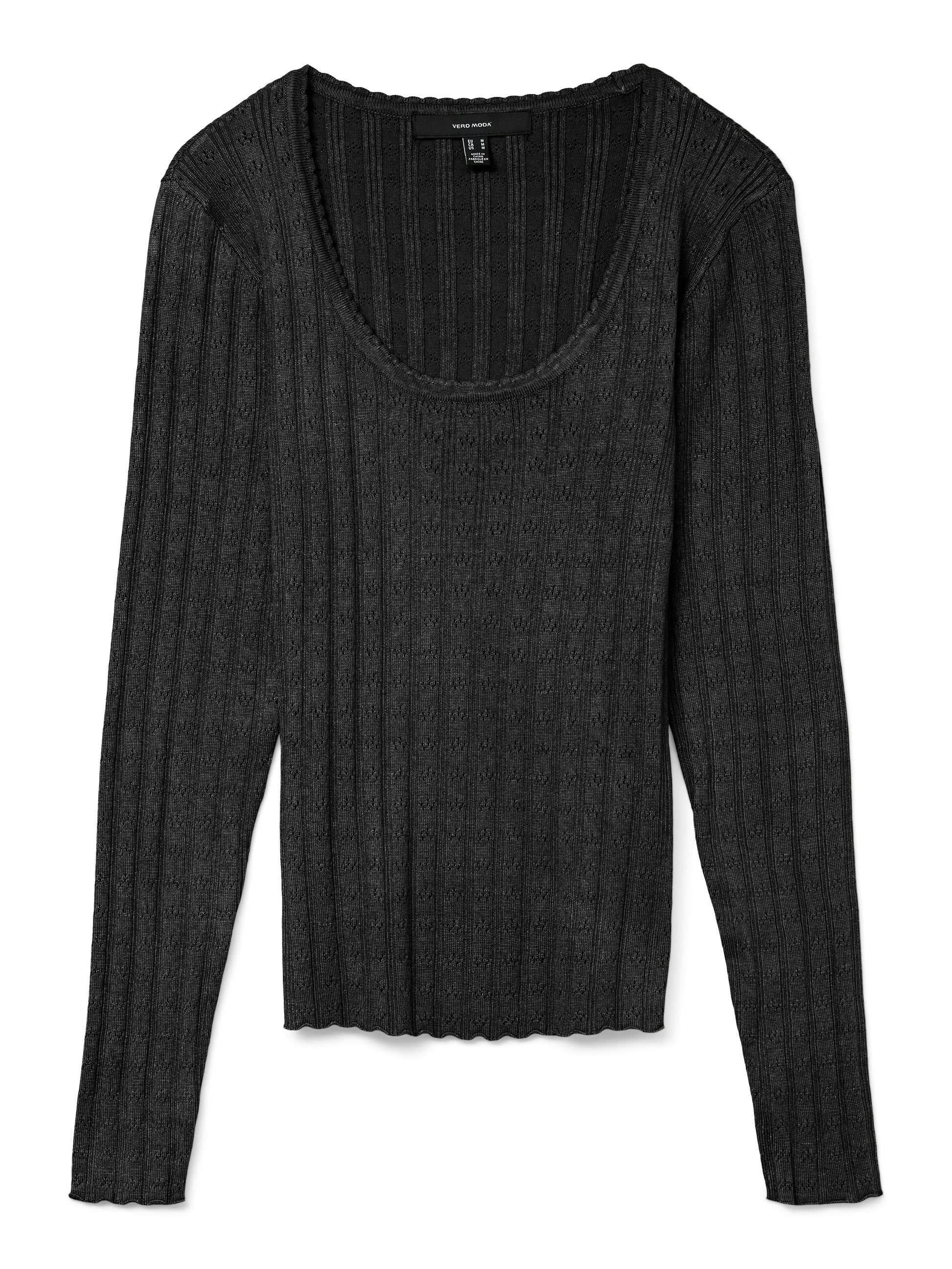 Vmwillow Pointelle Ls U-nck Pullover Boo (Black)