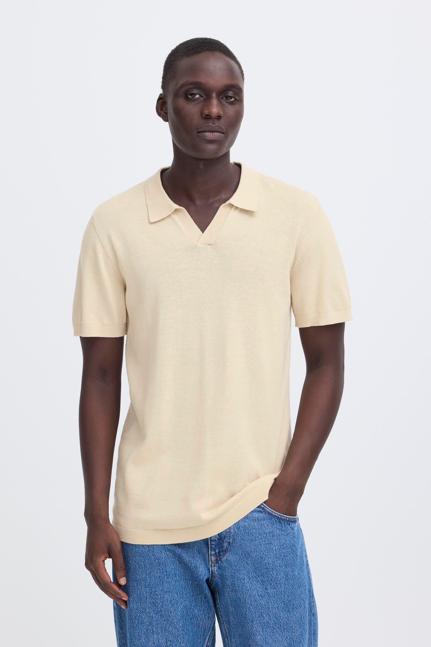 Bhbray Knit Polo Split Neck (Oyster Gray)