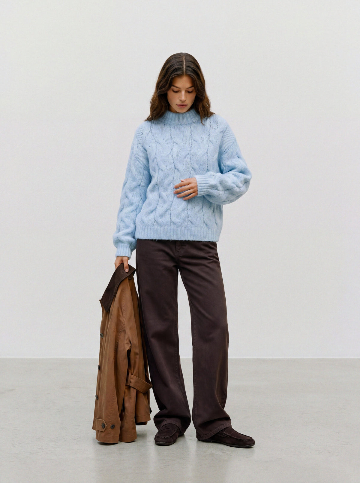 Vmmaybe Ls High Neck Cable Pullover Noos (Cashmere Blue)