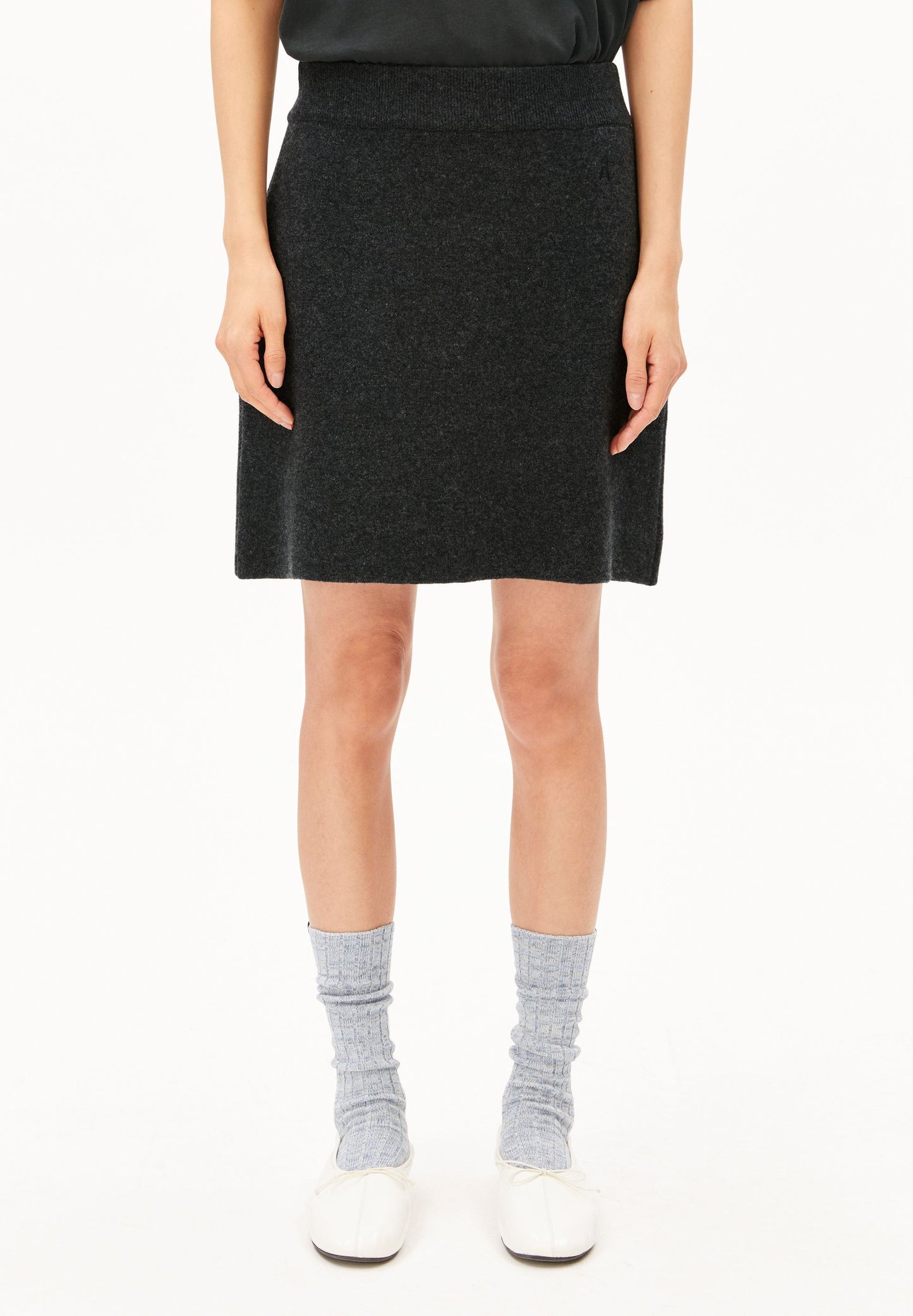 Cotton-wool Mini Knit Skirt (Steel Melange)