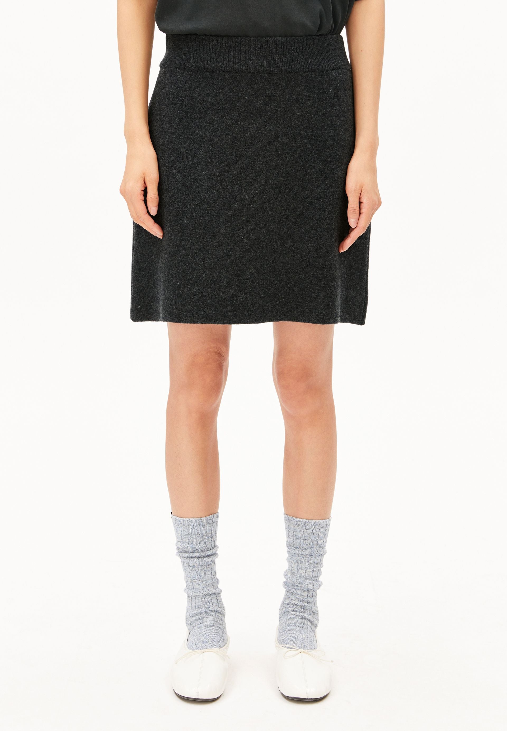 Cotton-wool Mini Knit Skirt (Steel Melange)