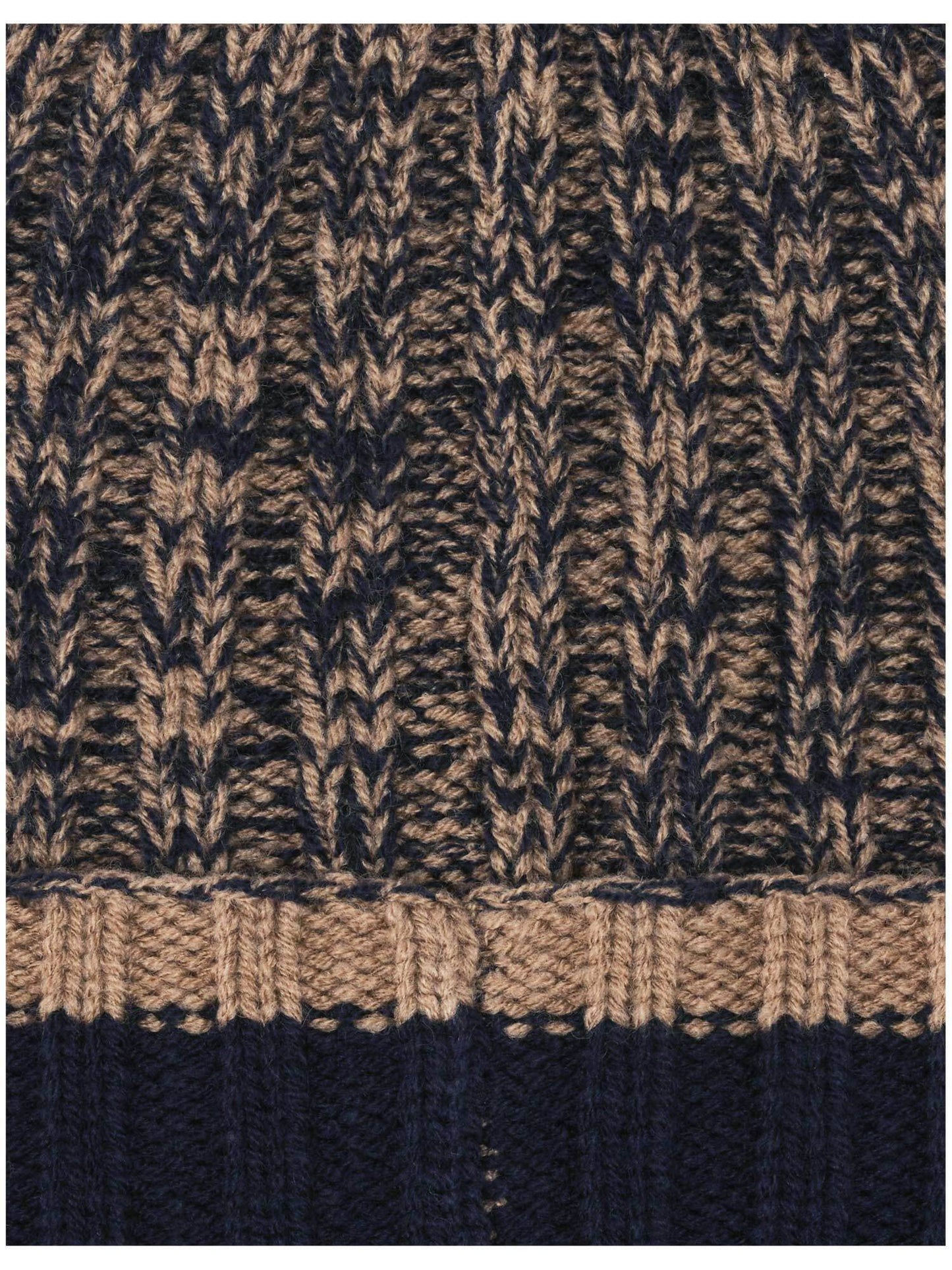 Polyacryl Kopfbedeckung Melierte bugatti Beanie mit farblich abgesetzem Umschlag (Navy)