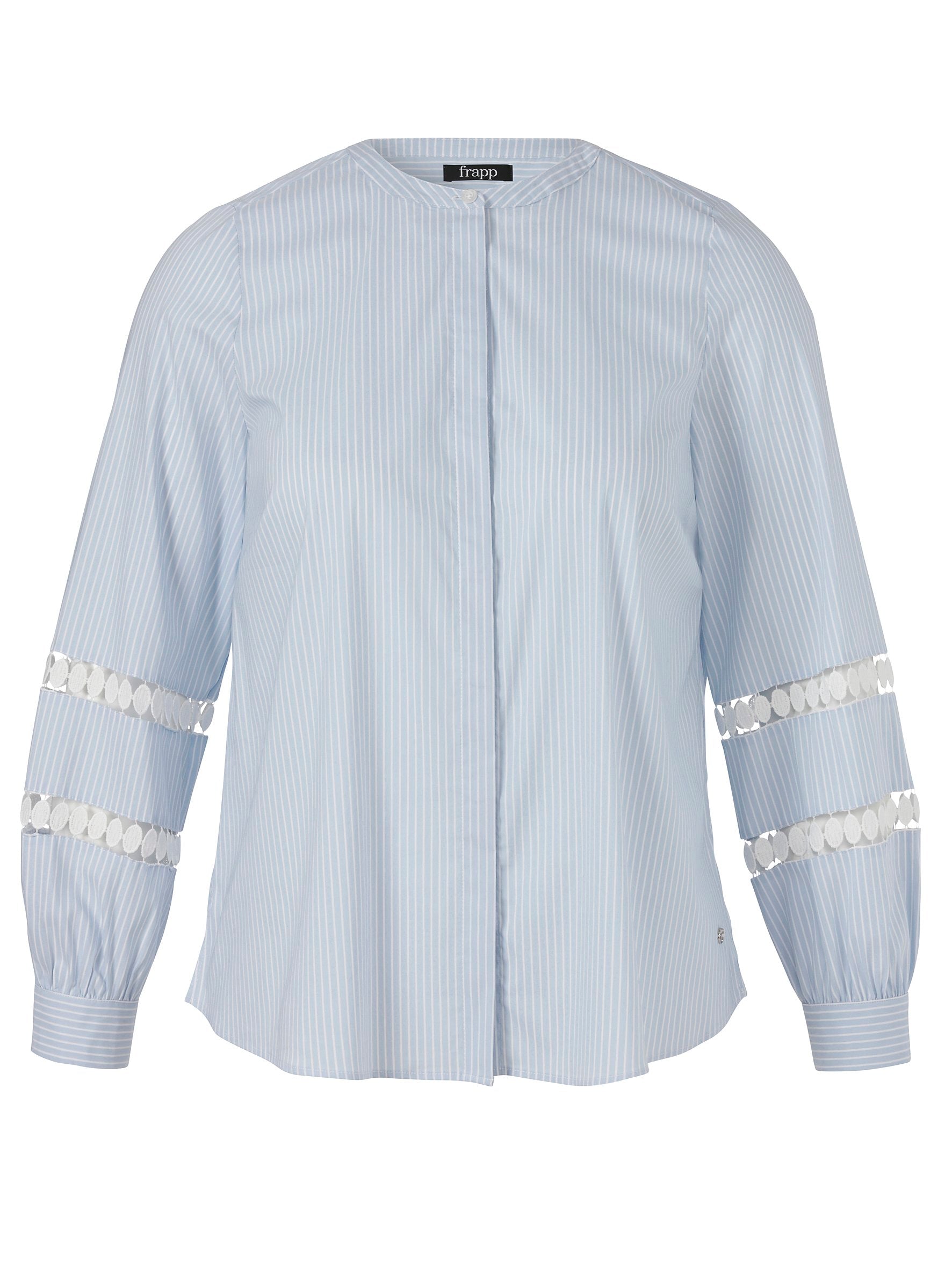 Bluse Rundhals 1/1 Arm Streifen (Powder Blue/w)