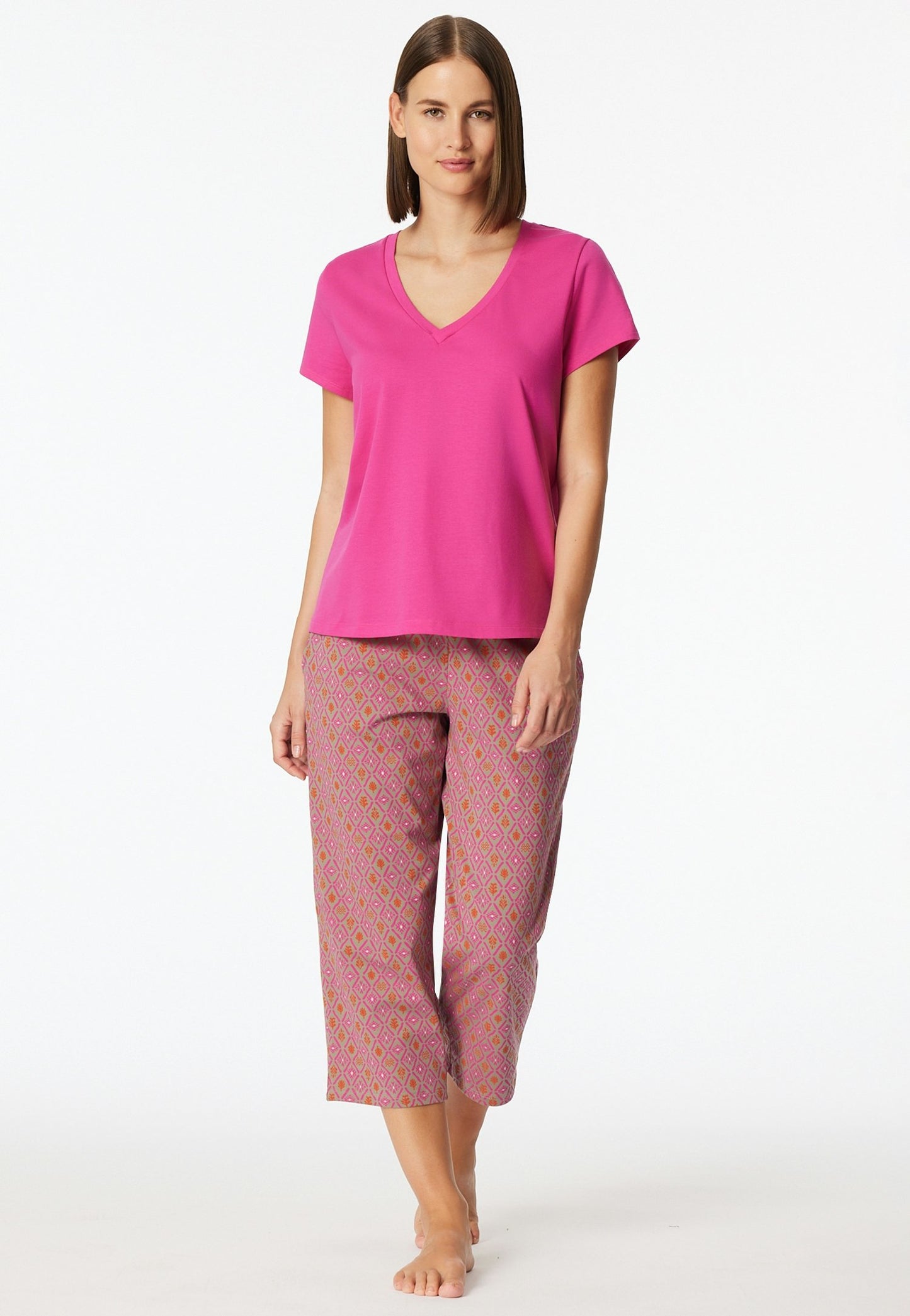 T-Shirt V-Ausschnitt (Fuchsia)