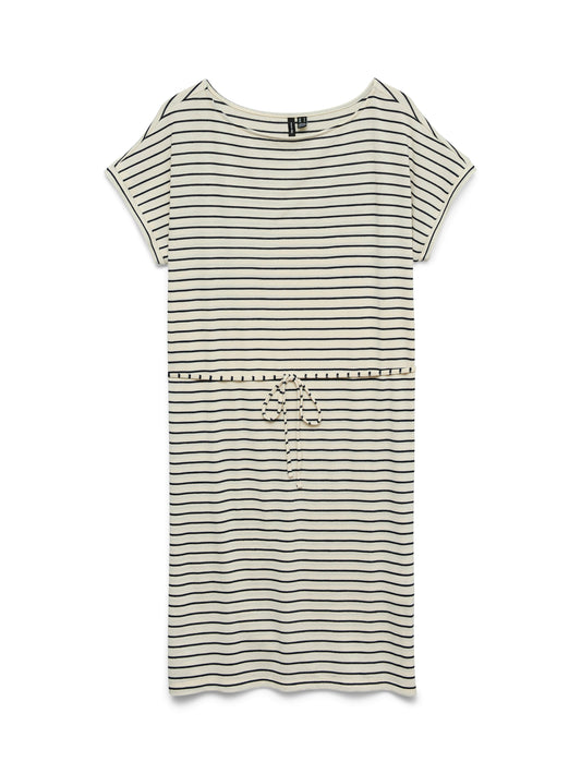 Vmholli Ss Boat-neck Short Dress Jrs (Birch/navy)