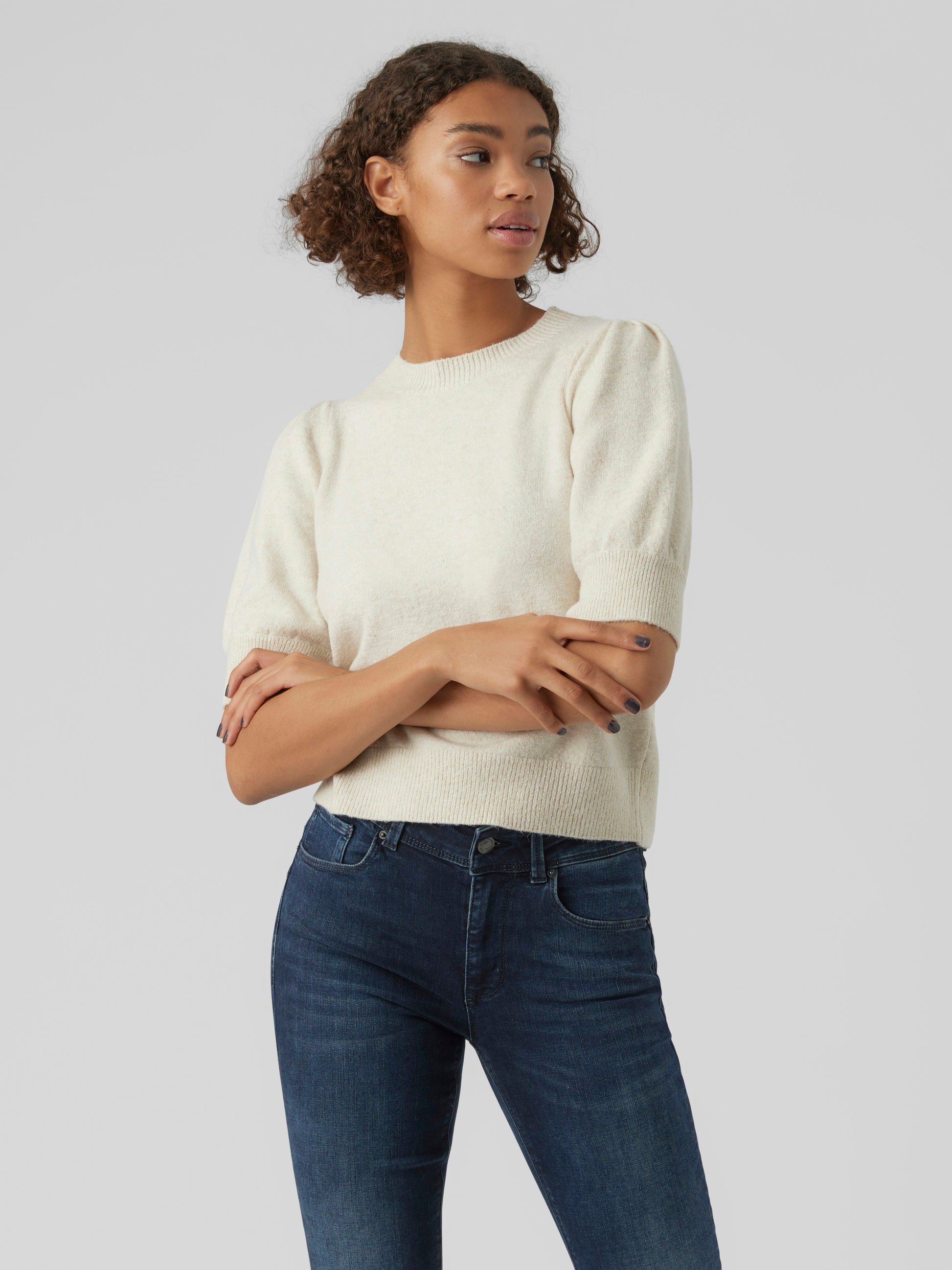 Vmdoffy 2/4 O-neck Pullover Ga Noos (Birch/mela)