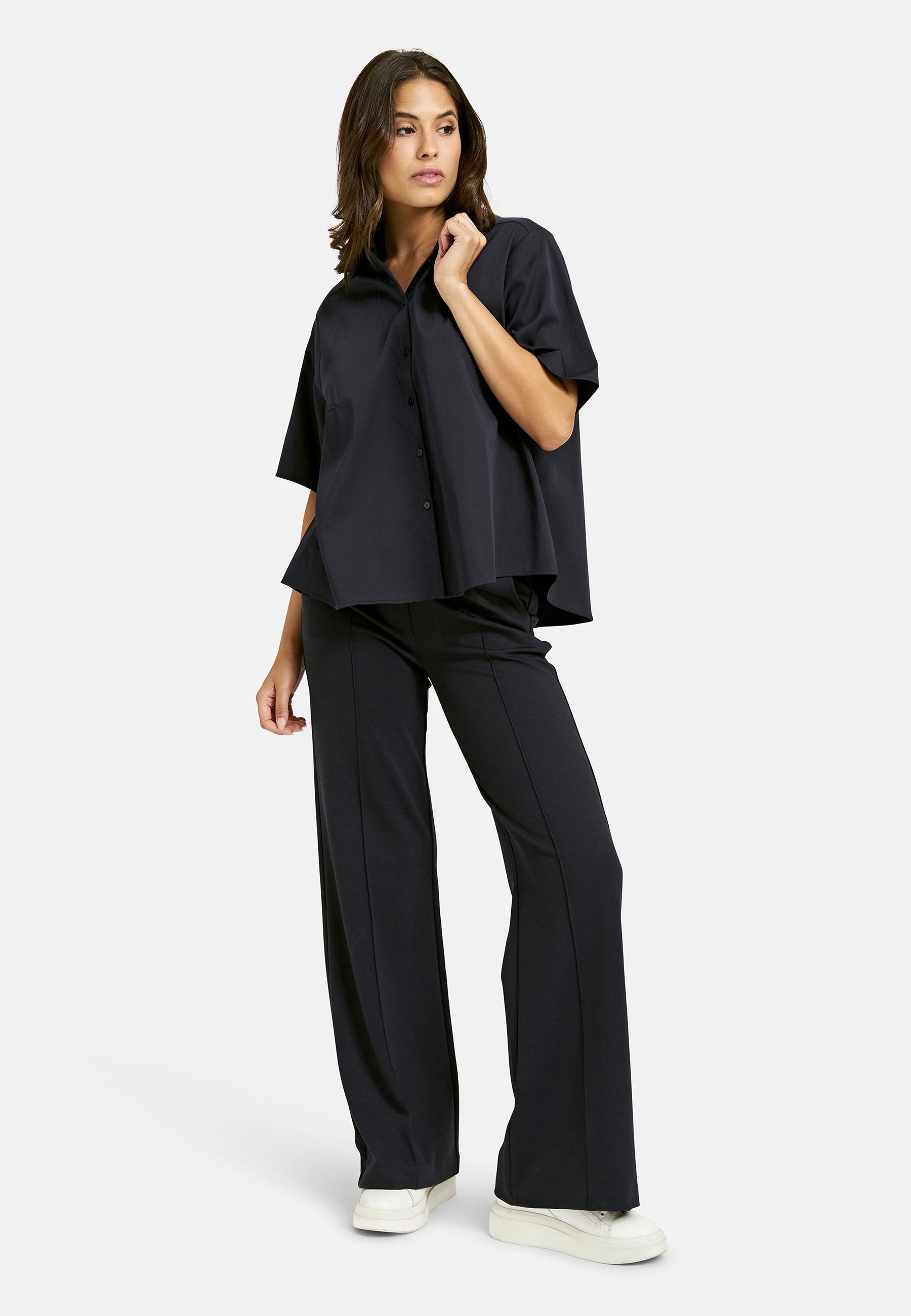 Boxy Shirt Collar Blouse (Marine)