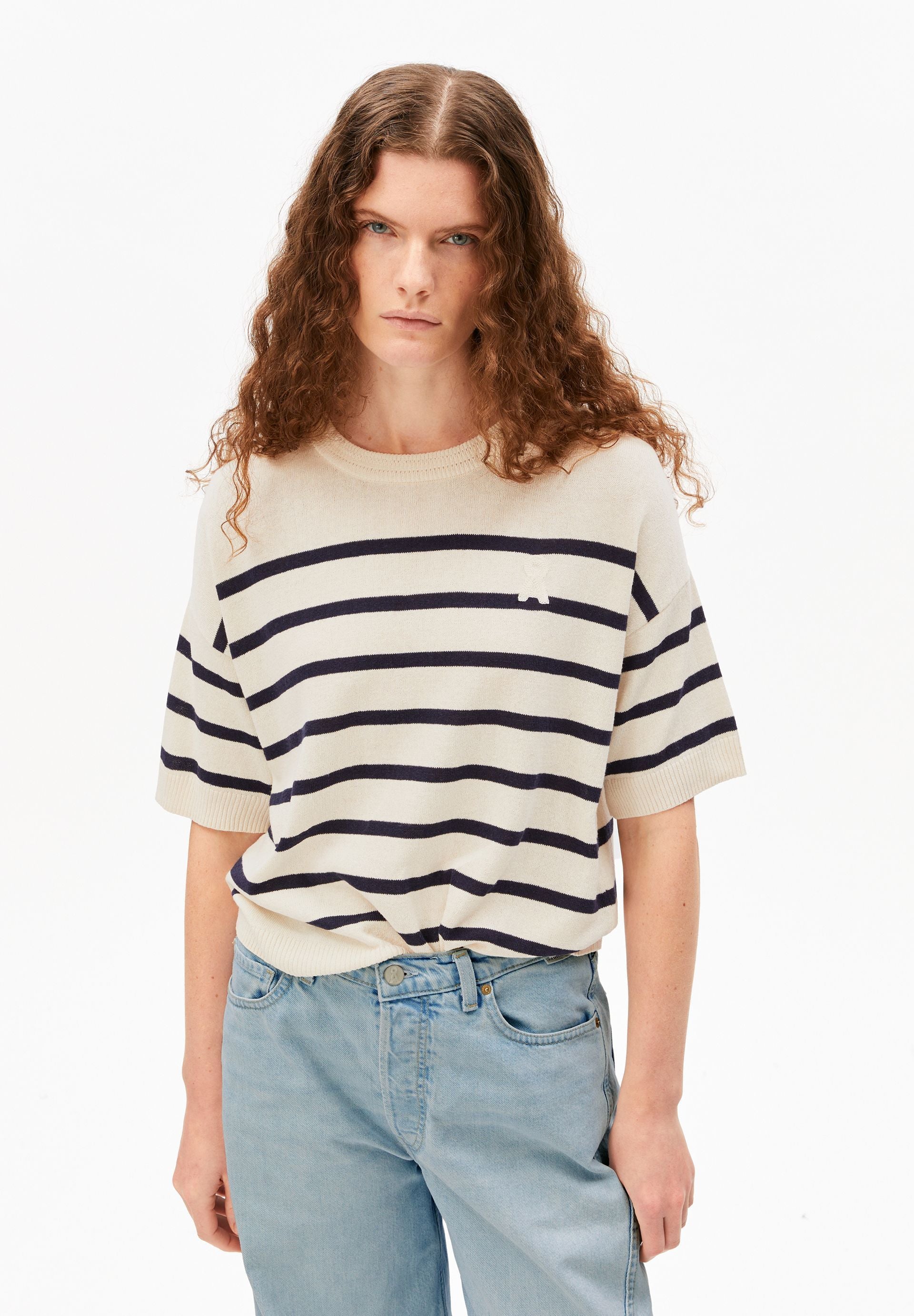 Striped Linen Blend Sweater (Undyed-tinted N)