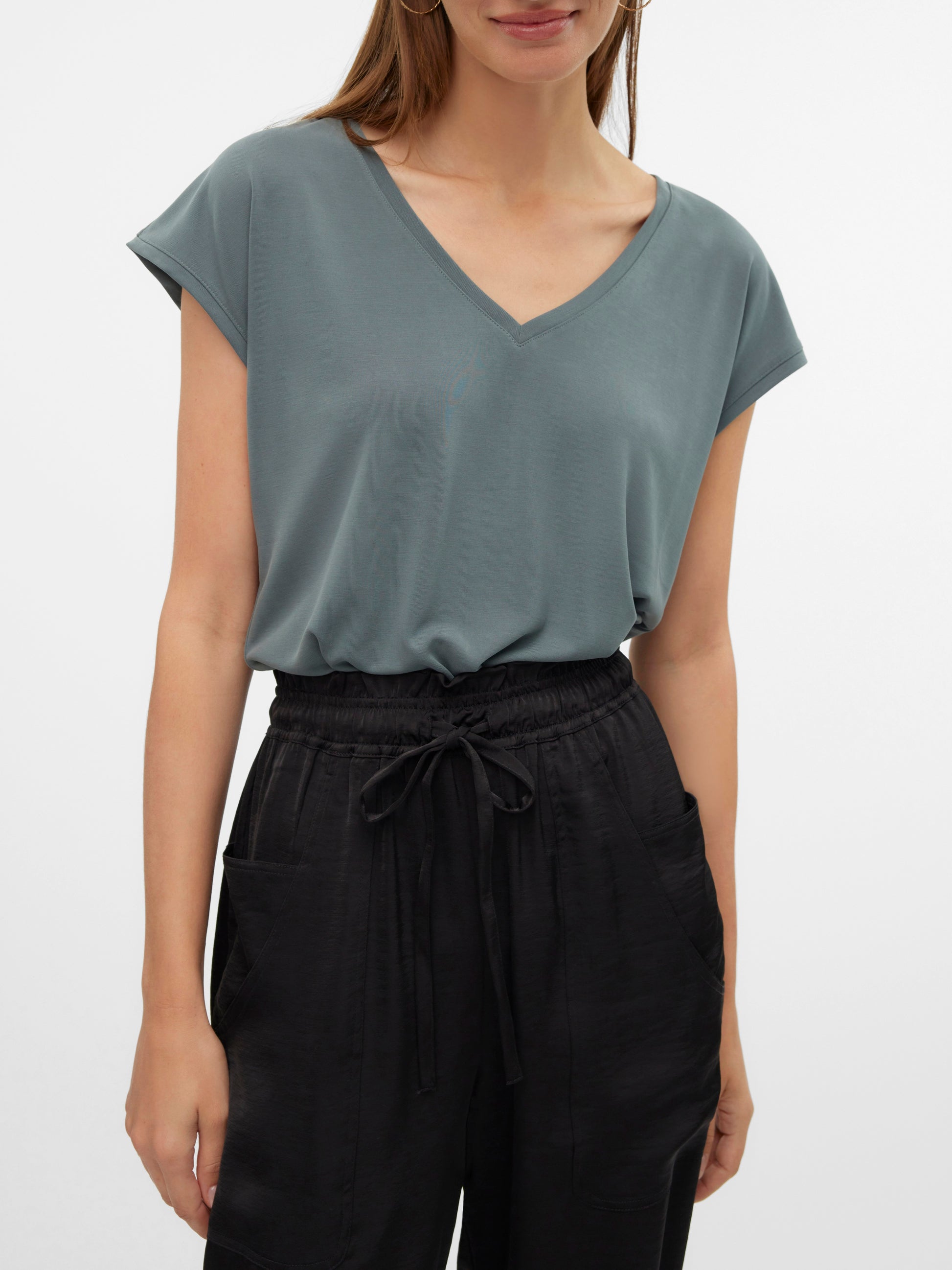Vmfilli Ss V-neck Tee Noos (Balsam Green)