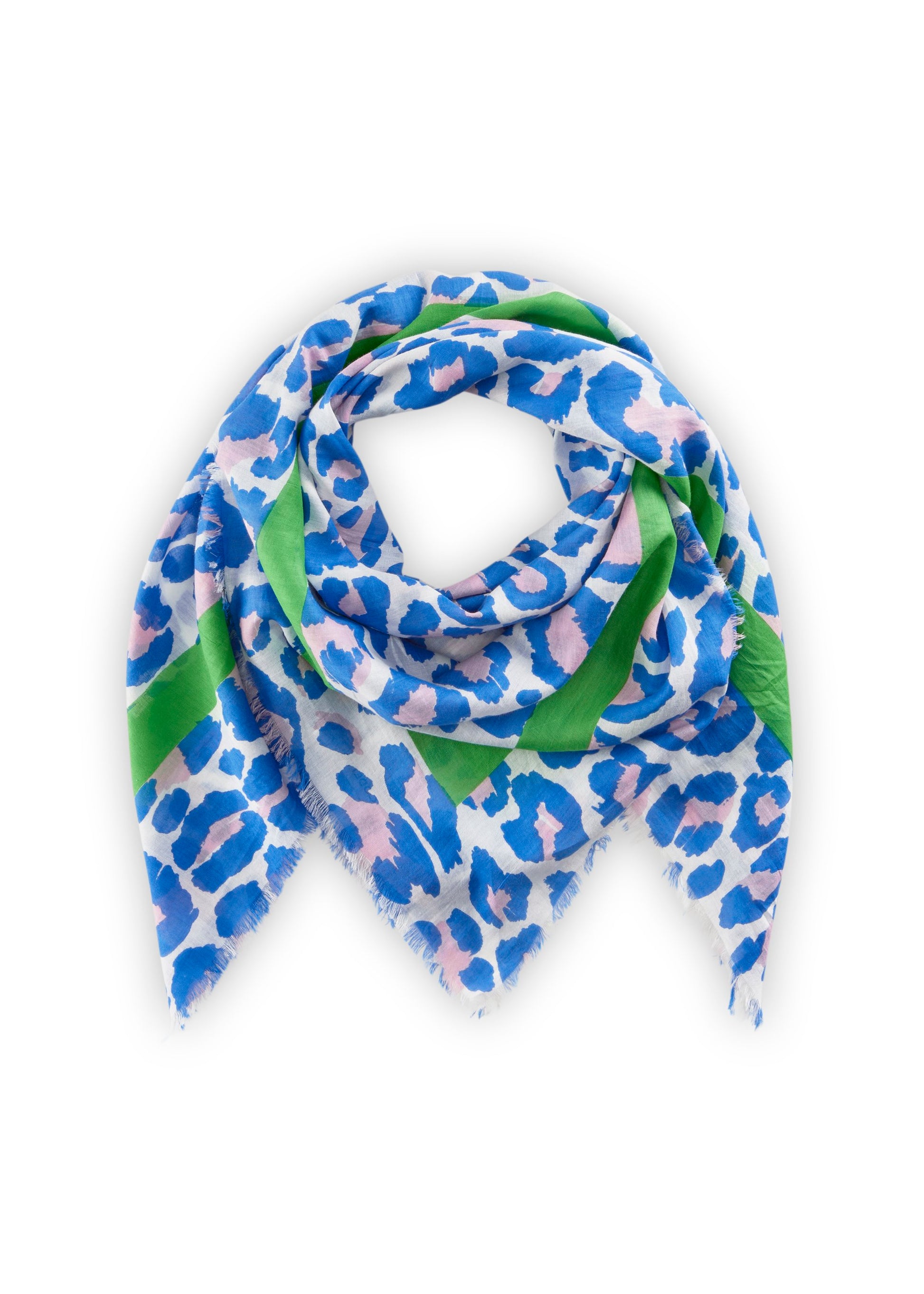 Tuch aus Biobaumwolle mit Leo- Muster (Blu2 Blau)