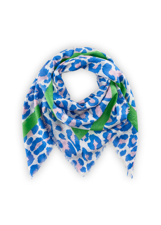 Tuch aus Biobaumwolle mit Leo- Muster (Blu2 Blau)
